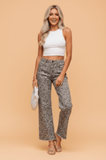 Leopard Frayed Edge High Waist Wide Leg Jeans - Rooted & Reckless Co.