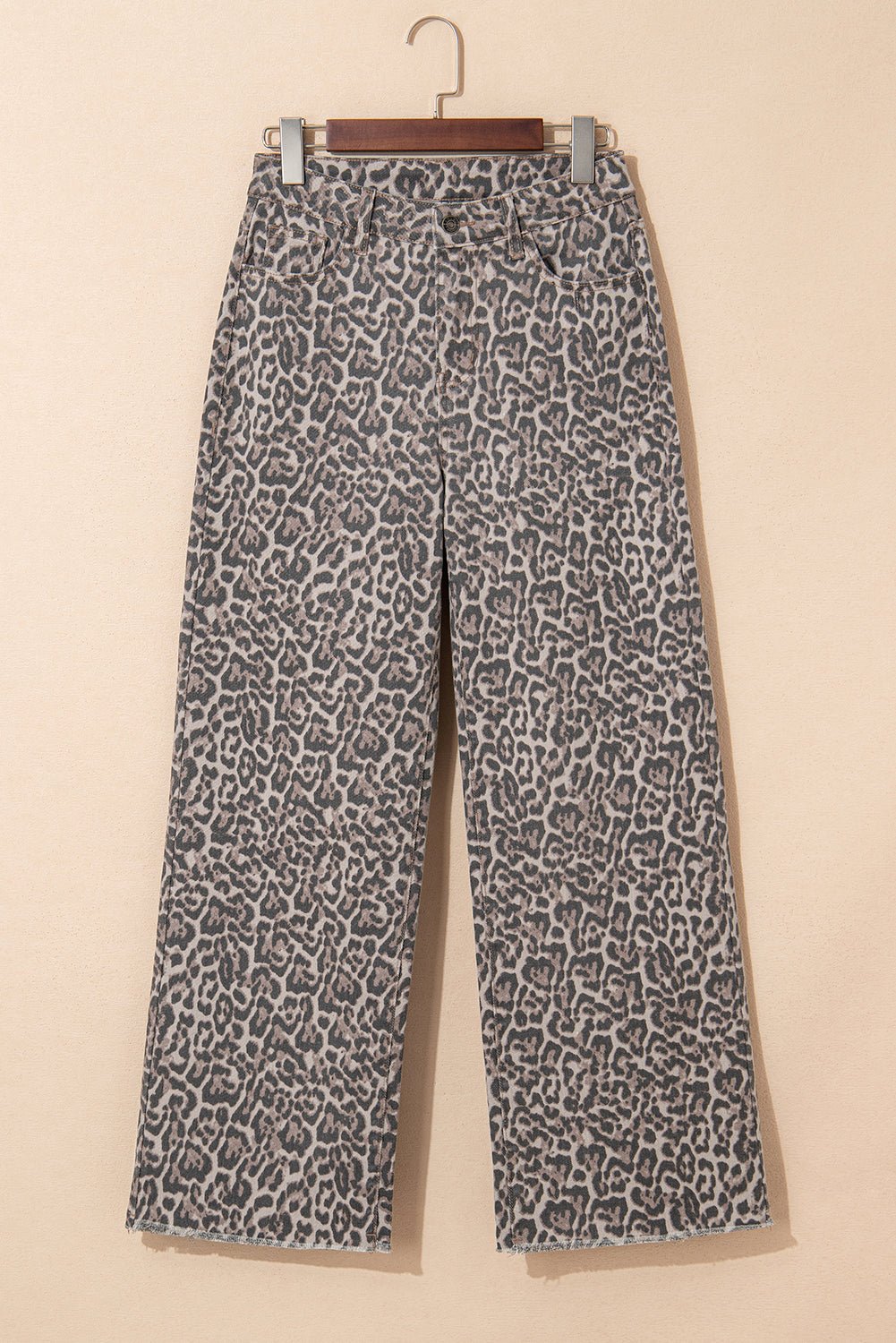 Leopard Frayed Edge High Waist Wide Leg Jeans - Rooted & Reckless Co.