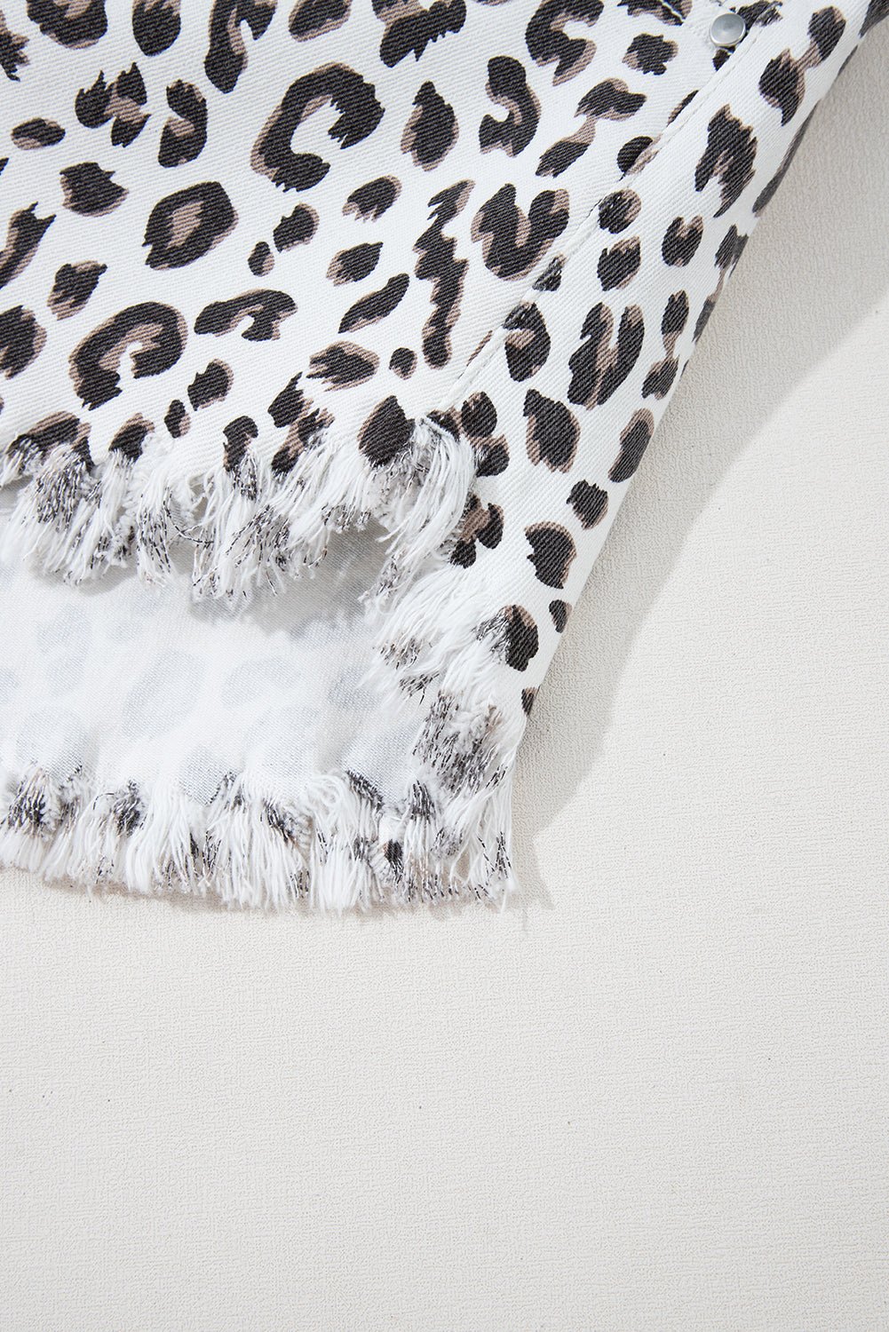 Leopard Frayed Hem Denim Shorts - Rooted & Reckless Co.