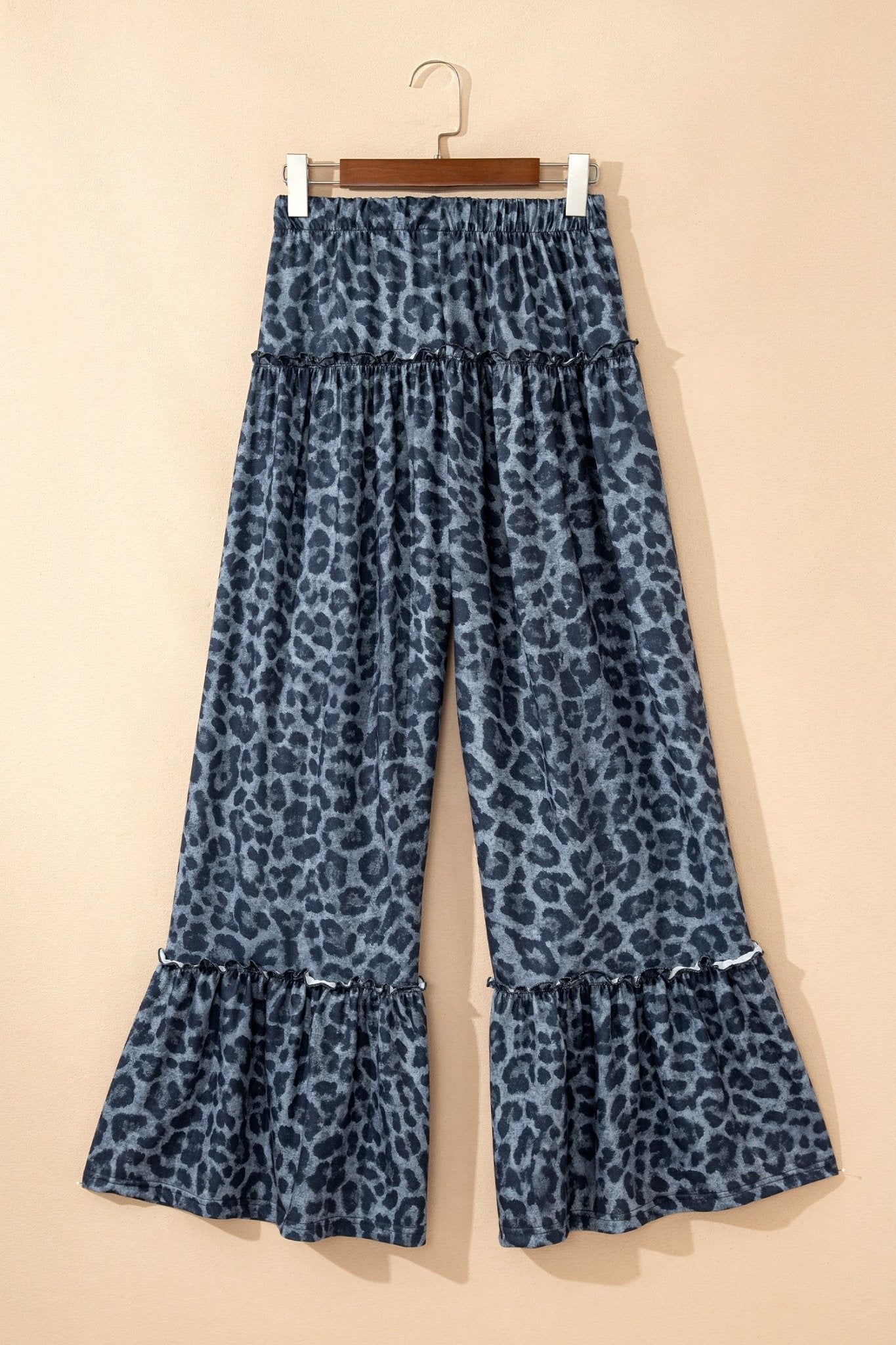 Leopard Frilled Drawstring Waist Wide Leg Pants - Rooted & Reckless Co.