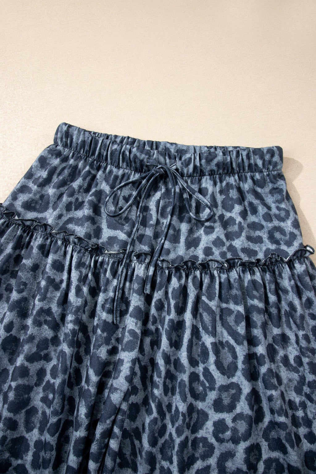 Leopard Frilled Drawstring Waist Wide Leg Pants - Rooted & Reckless Co.