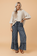 Leopard Frilled Drawstring Waist Wide Leg Pants - Rooted & Reckless Co.