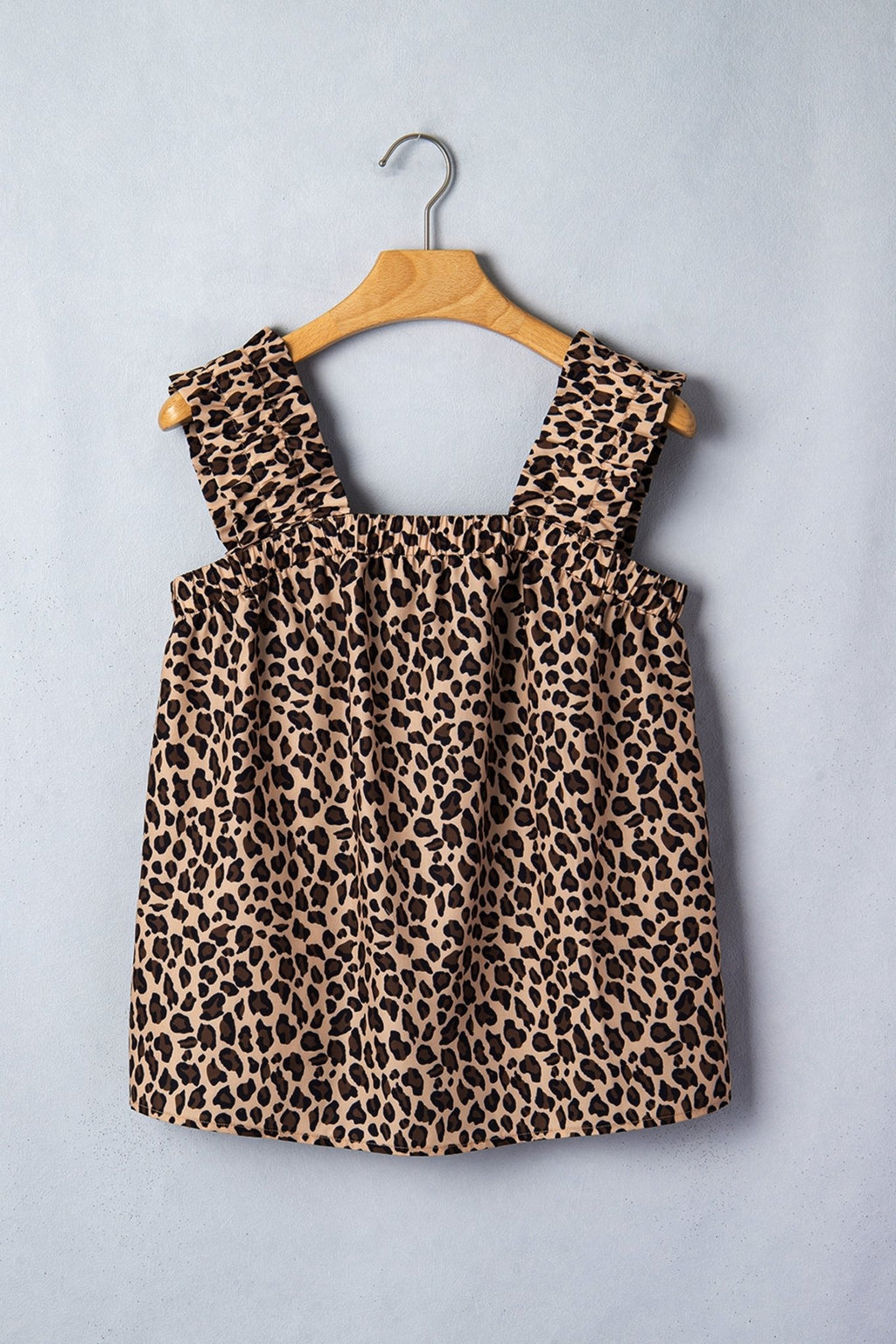 Leopard Frilled Square Neck Tank Top - Rooted & Reckless Co.
