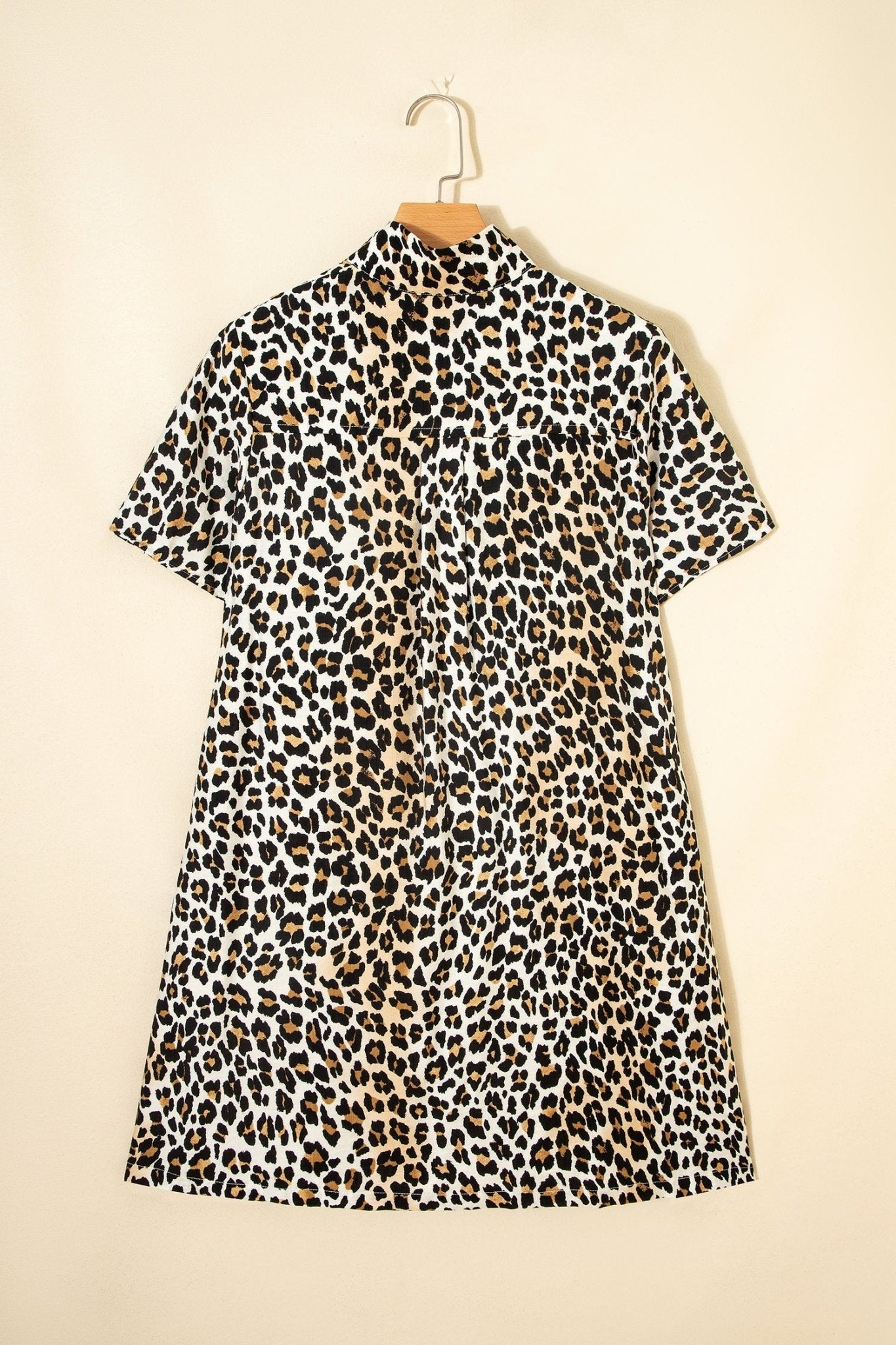Leopard Half Buttoned Short Sleeve Mini Dress - Rooted & Reckless Co.
