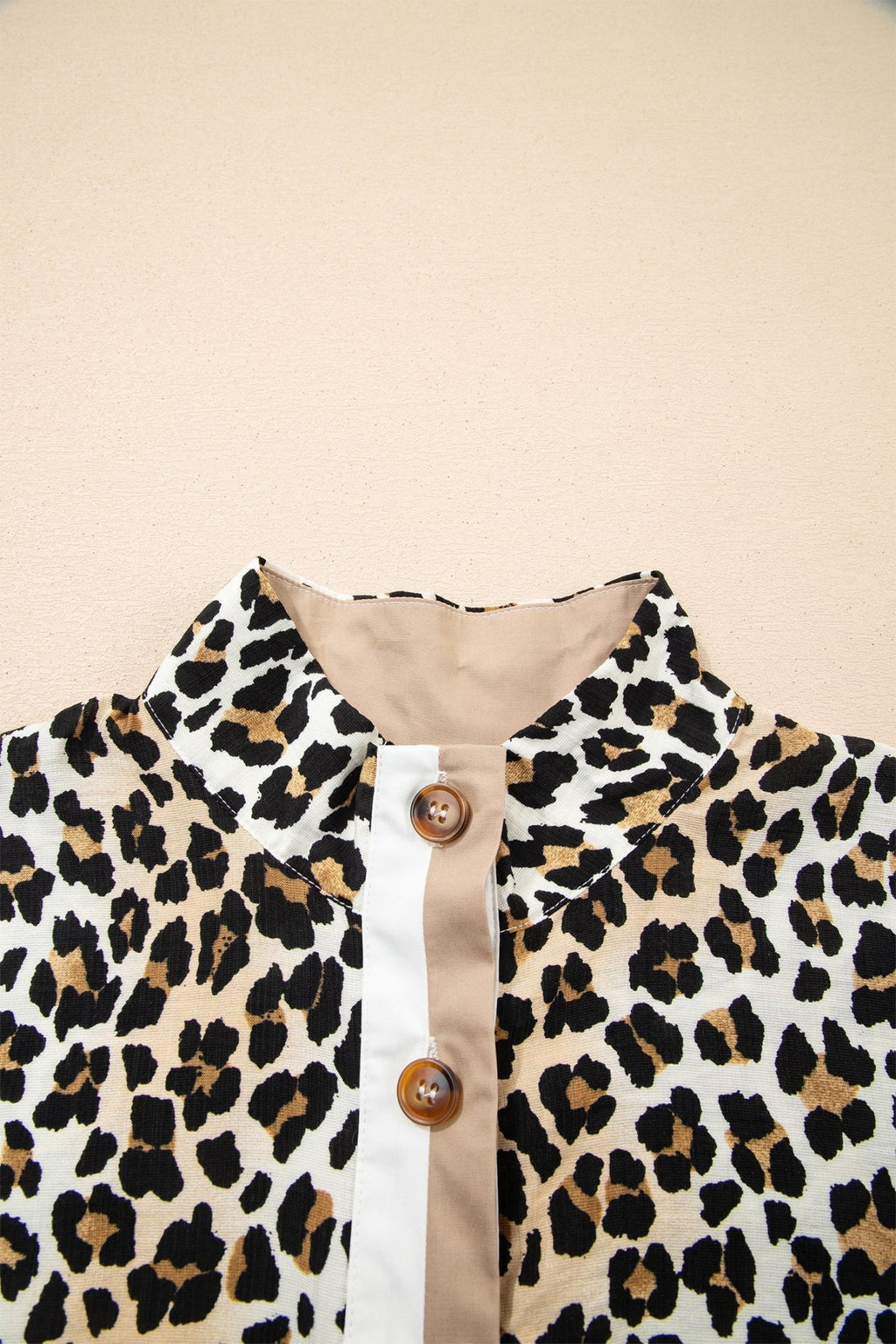 Leopard Half Buttoned Short Sleeve Mini Dress - Rooted & Reckless Co.