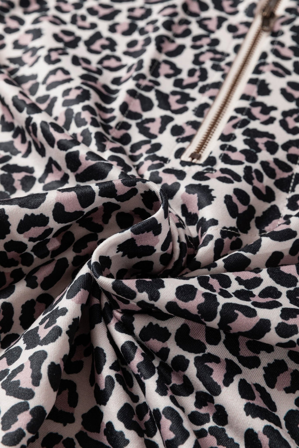 Leopard Half Zip Long Sleeve Blouse - Rooted & Reckless Co.