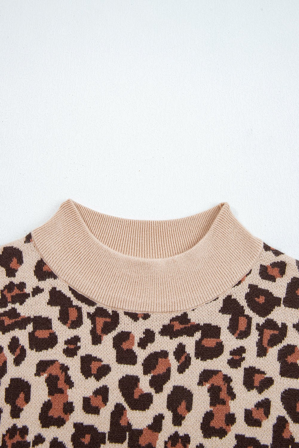 Leopard High Neck Long Sleeve Sweater Dress - Rooted & Reckless Co.