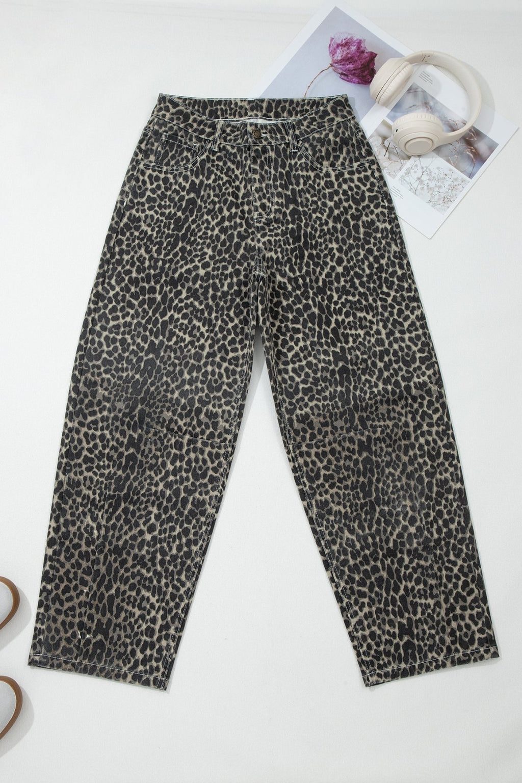 Leopard High Waist Barrel Leg Jeans - Rooted & Reckless Co.