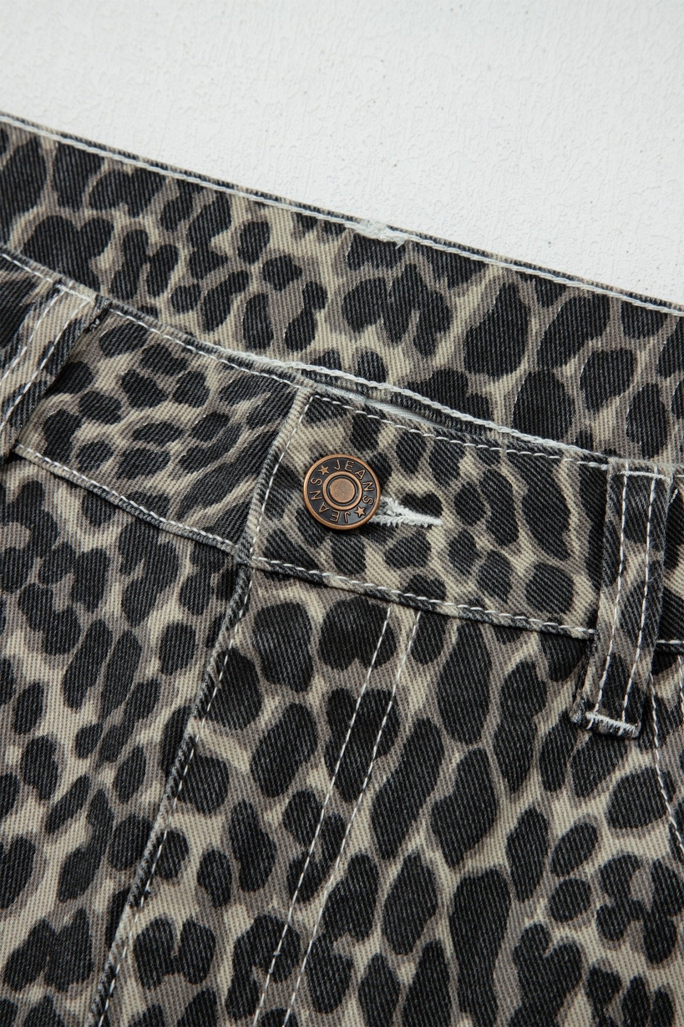 Leopard High Waist Barrel Leg Jeans - Rooted & Reckless Co.