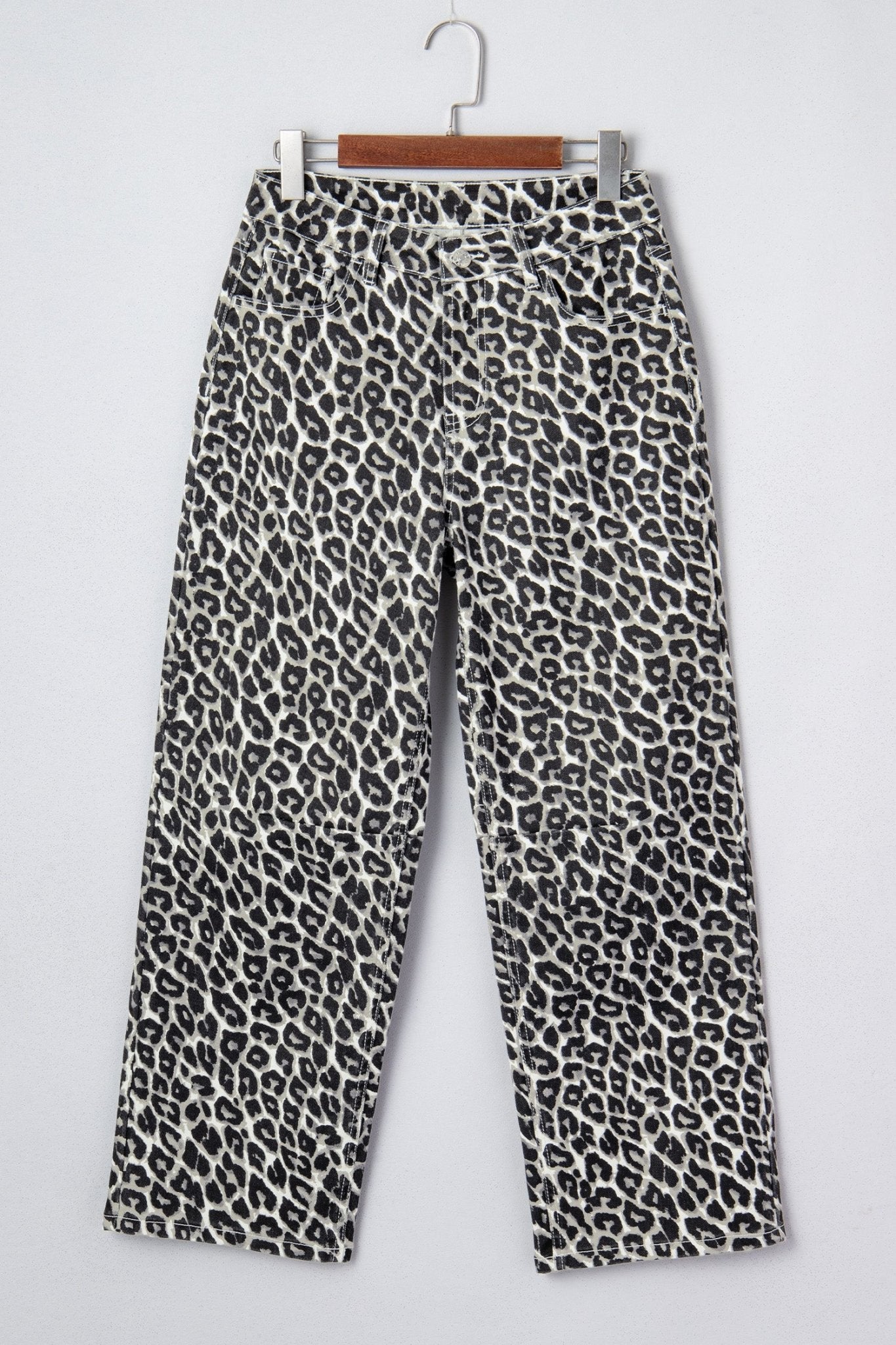 Leopard High Waist Barrel Leg Jeans - Rooted & Reckless Co.