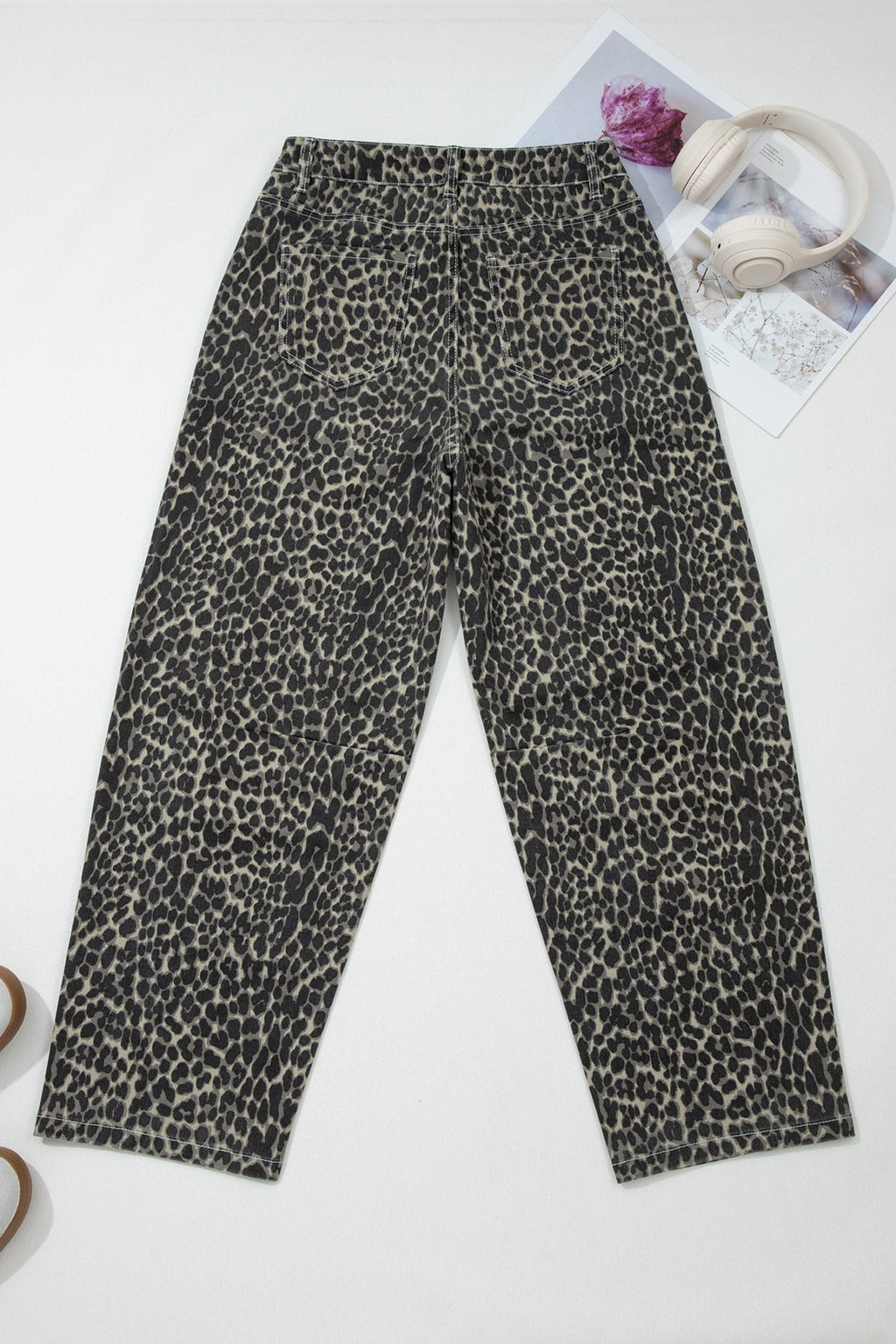 Leopard High Waist Barrel Leg Jeans - Rooted & Reckless Co.