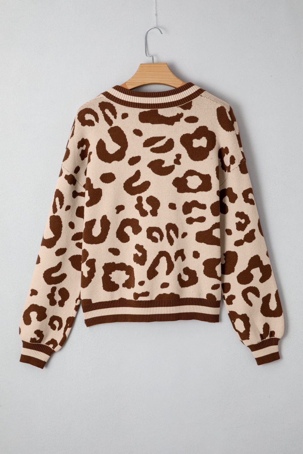 Leopard Knit V-Neck Sweater - Rooted & Reckless Co.