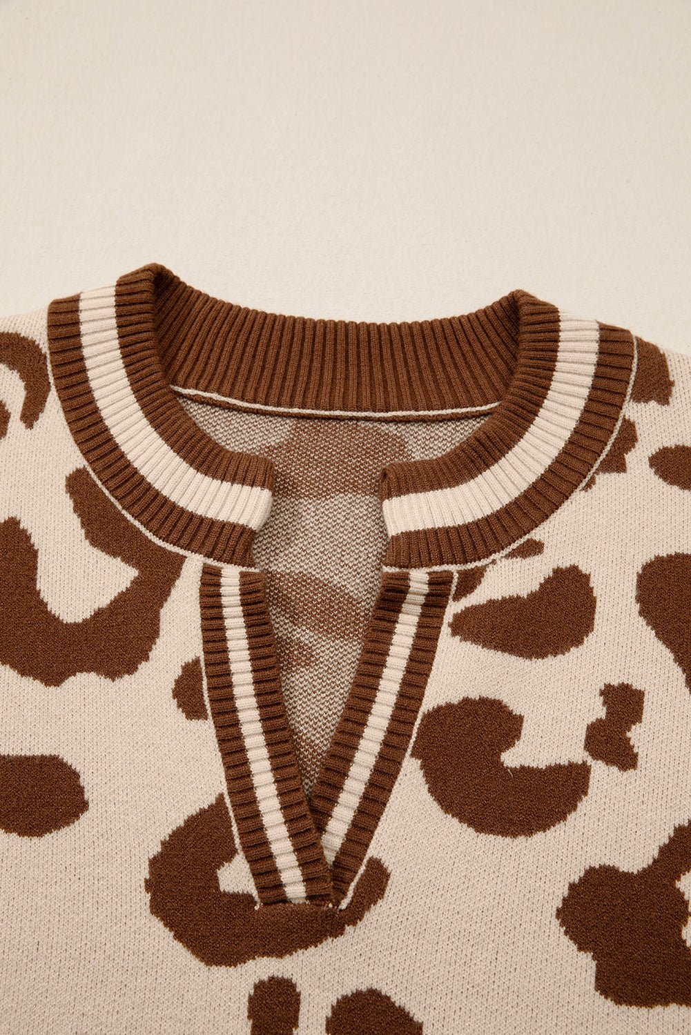 Leopard Knit V-Neck Sweater - Rooted & Reckless Co.