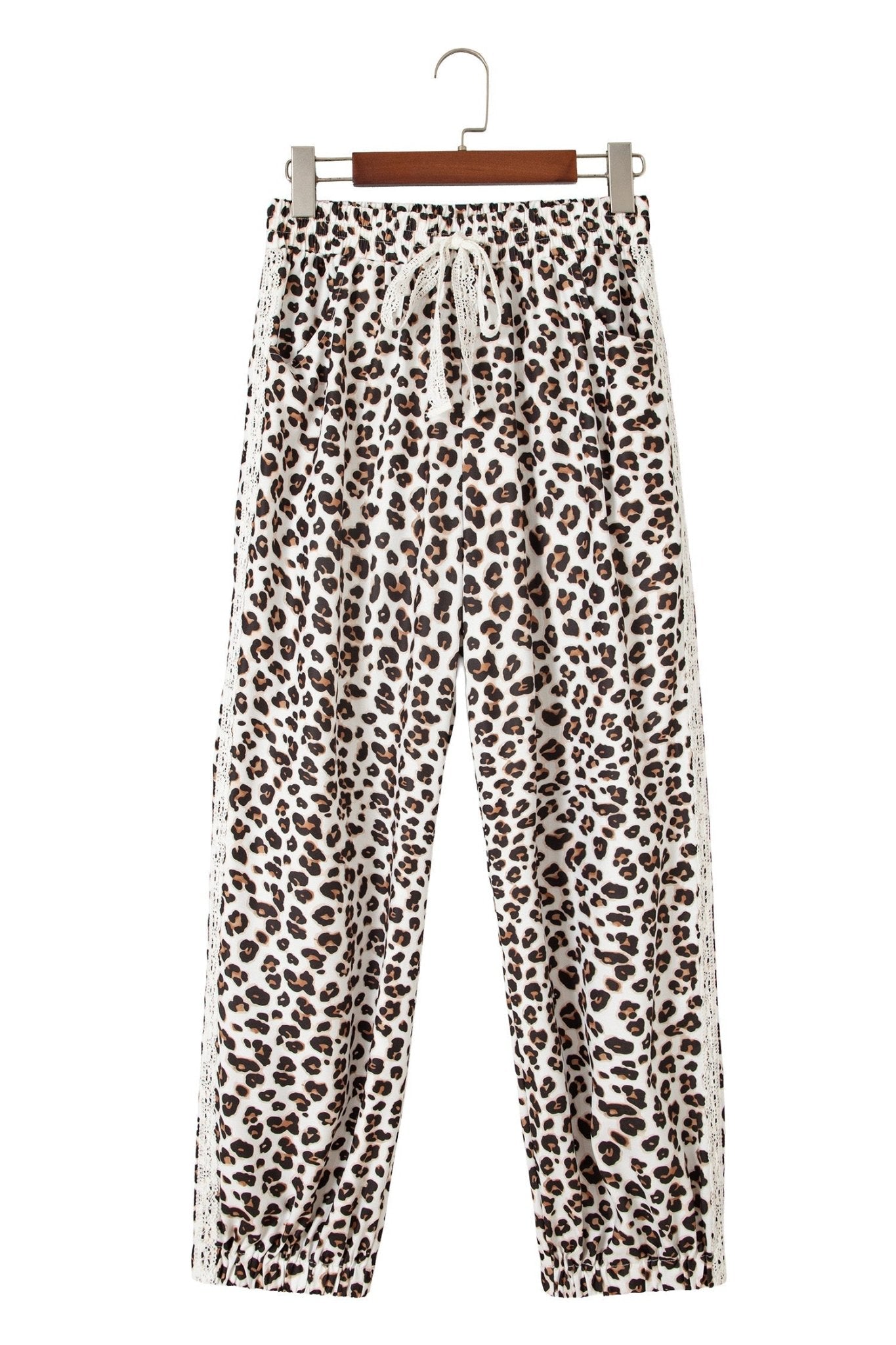 Leopard Lace Side Stripe Elastic Waist Jogger Pants - Rooted & Reckless Co.