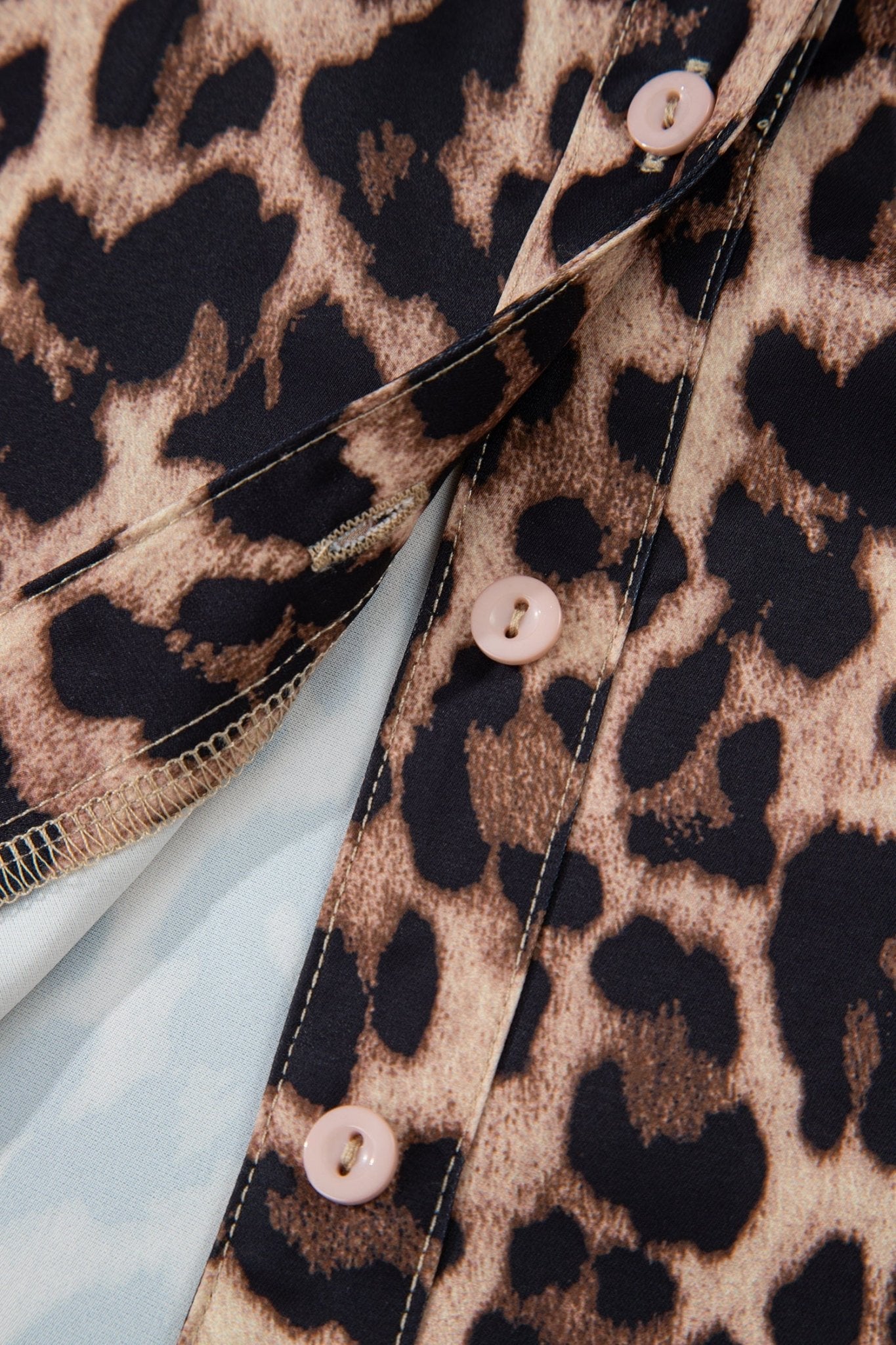 Leopard Lace Trim Short Sleeve Buttoned Shirt - Rooted & Reckless Co.