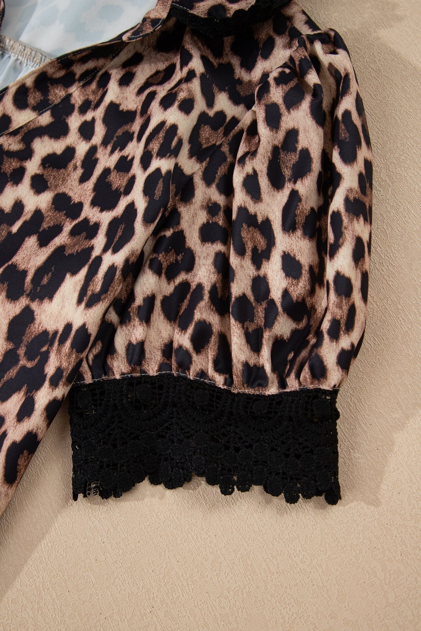 Leopard Lace Trim Short Sleeve Buttoned Shirt - Rooted & Reckless Co.