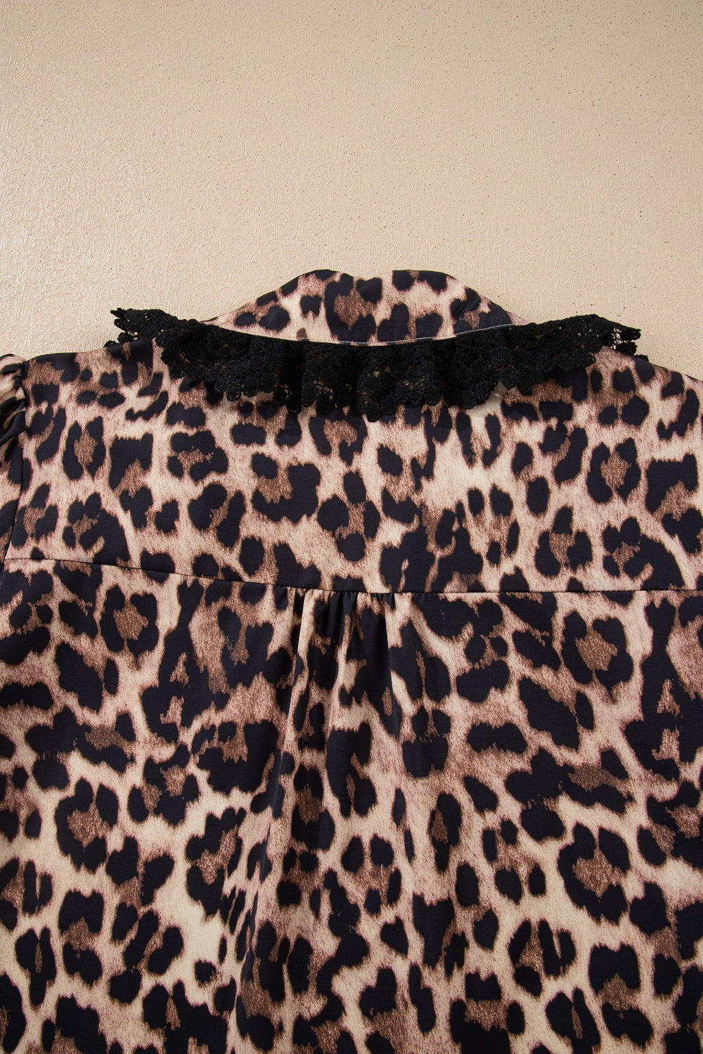 Leopard Lace Trim Short Sleeve Buttoned Shirt - Rooted & Reckless Co.