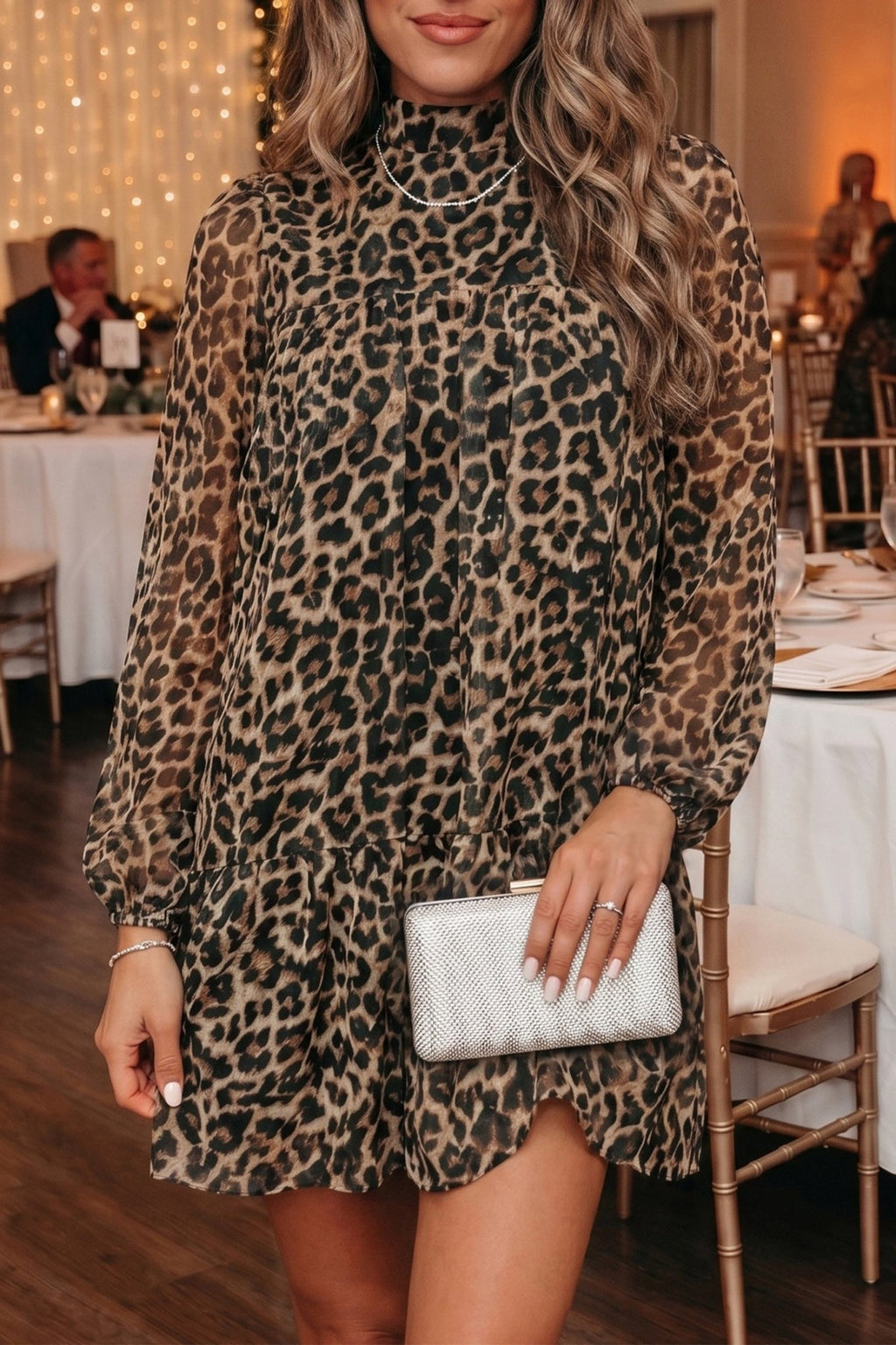 Leopard Long Sleeve Shift Mini Dress - Rooted & Reckless Co.