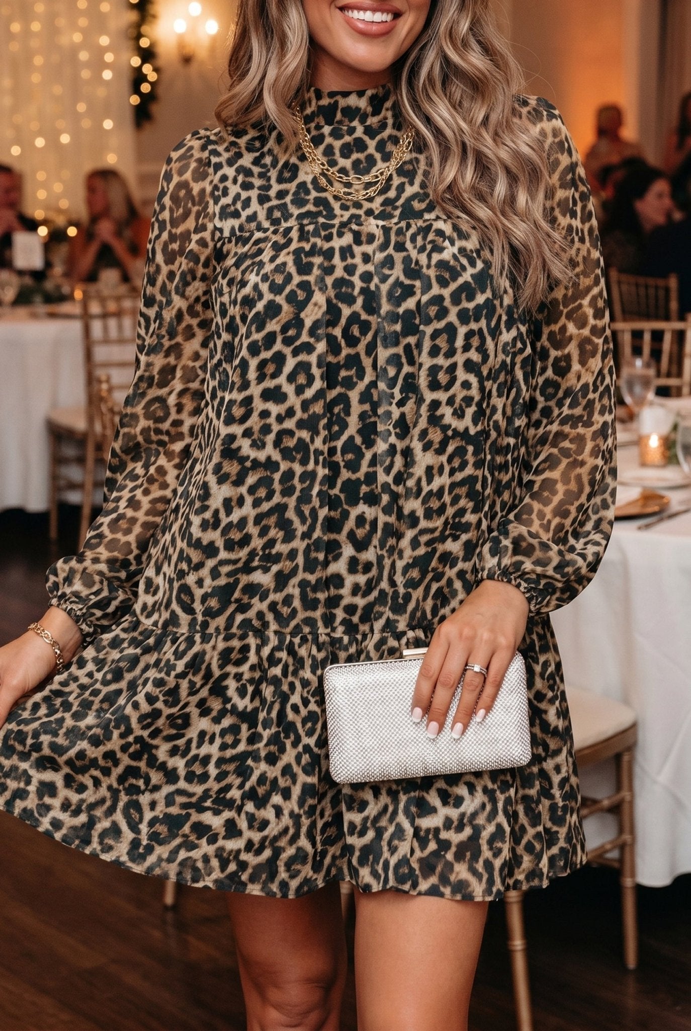 Leopard Long Sleeve Shift Mini Dress - Rooted & Reckless Co.