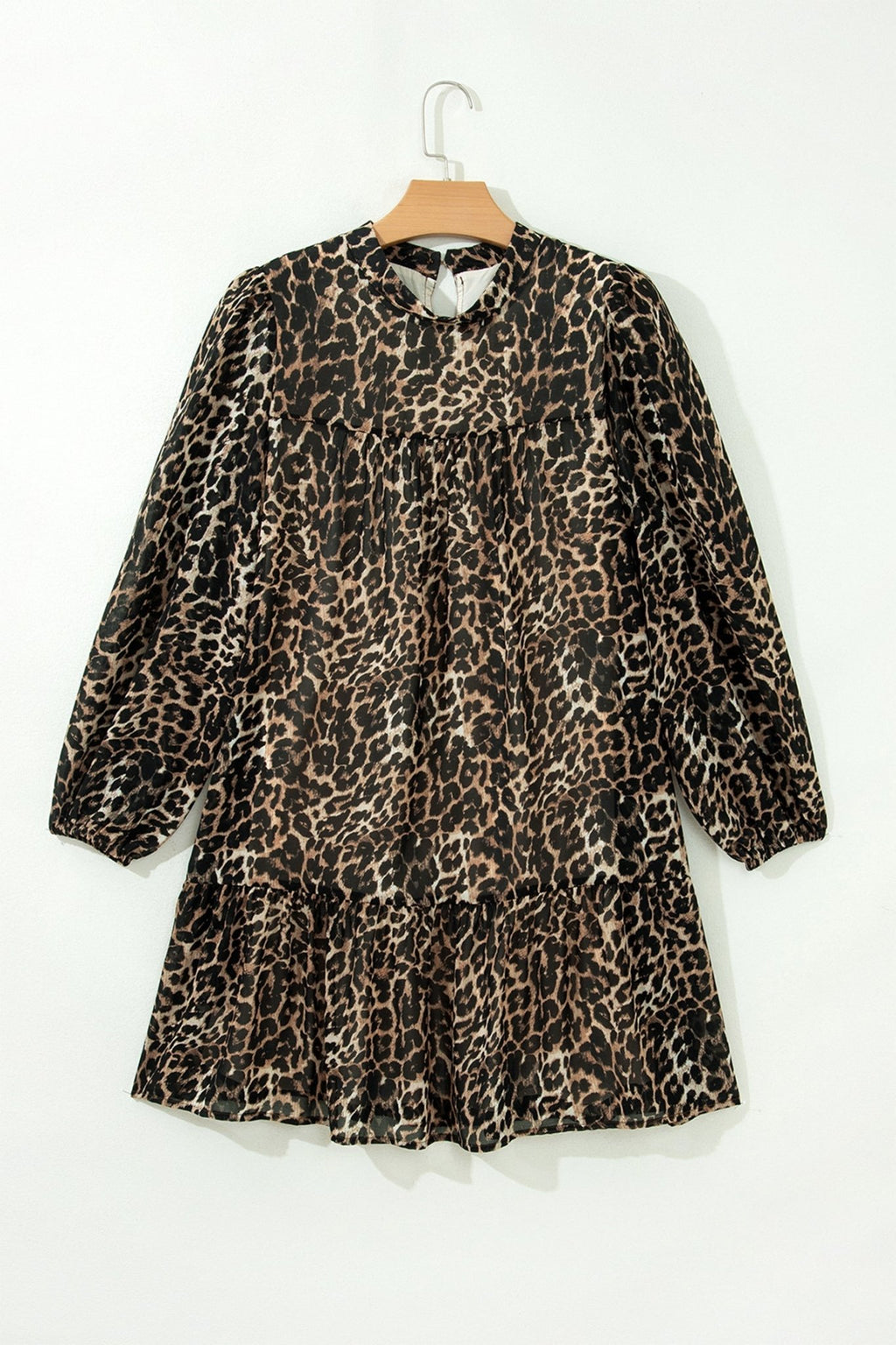 Leopard Long Sleeve Shift Mini Dress - Rooted & Reckless Co.
