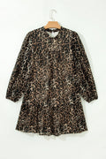 Leopard Long Sleeve Shift Mini Dress - Rooted & Reckless Co.