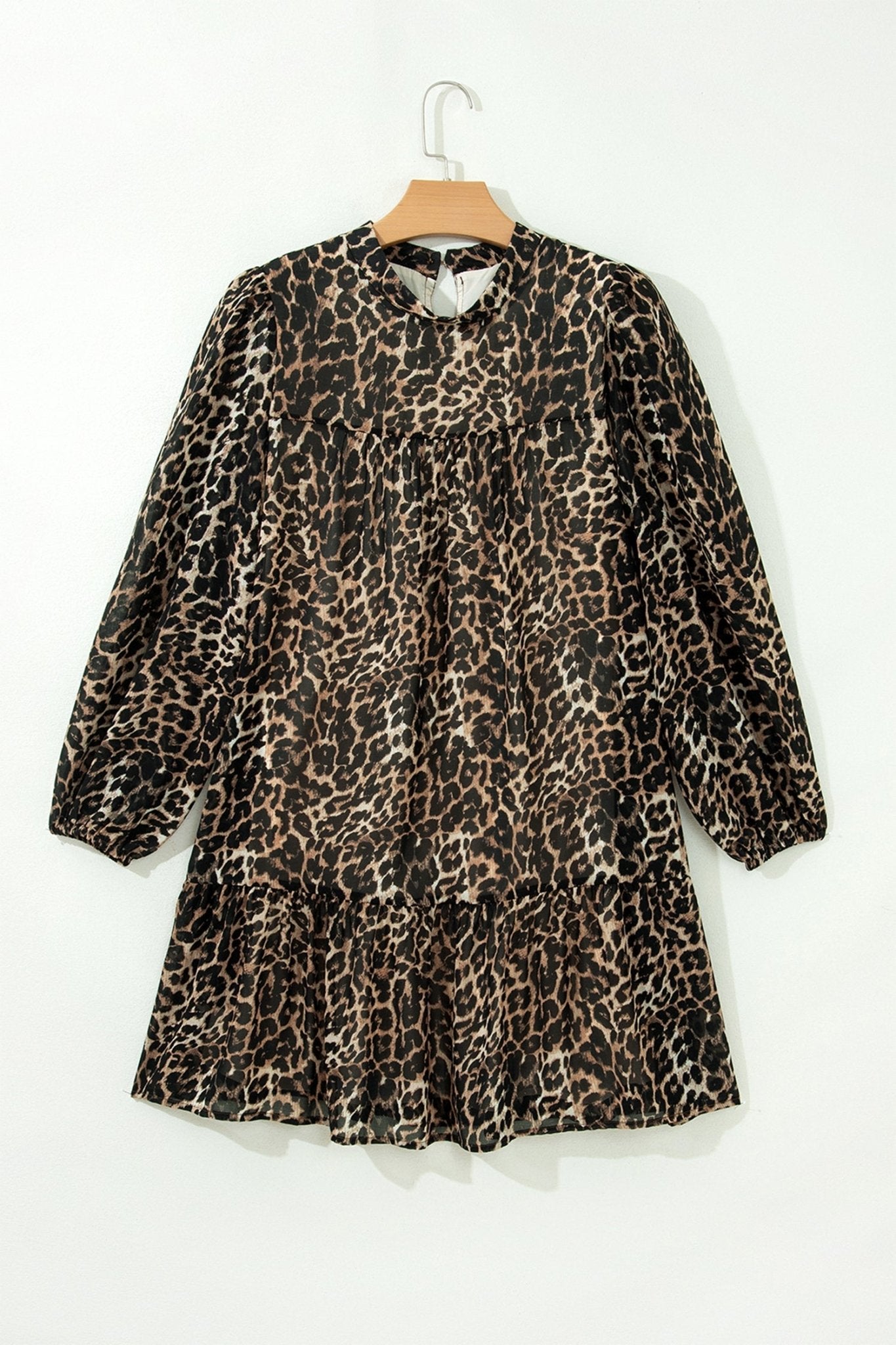 Leopard Long Sleeve Shift Mini Dress - Rooted & Reckless Co.