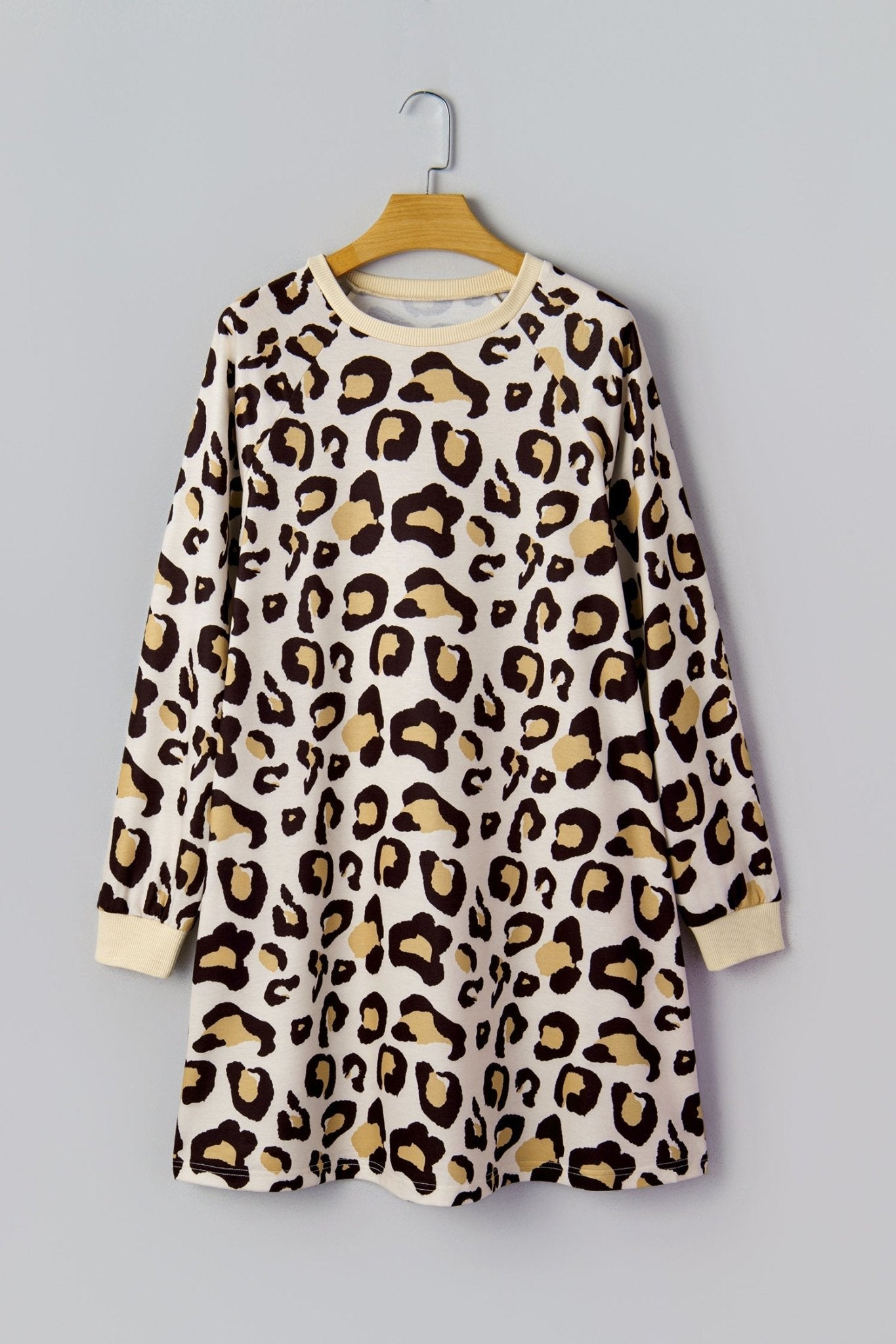 Leopard Long Sleeve T-Shirt Dress w/ Pockets - Rooted & Reckless Co.