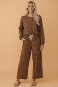 Leopard Long Sleeve Top & Drawstring Pants Set - Rooted & Reckless Co.