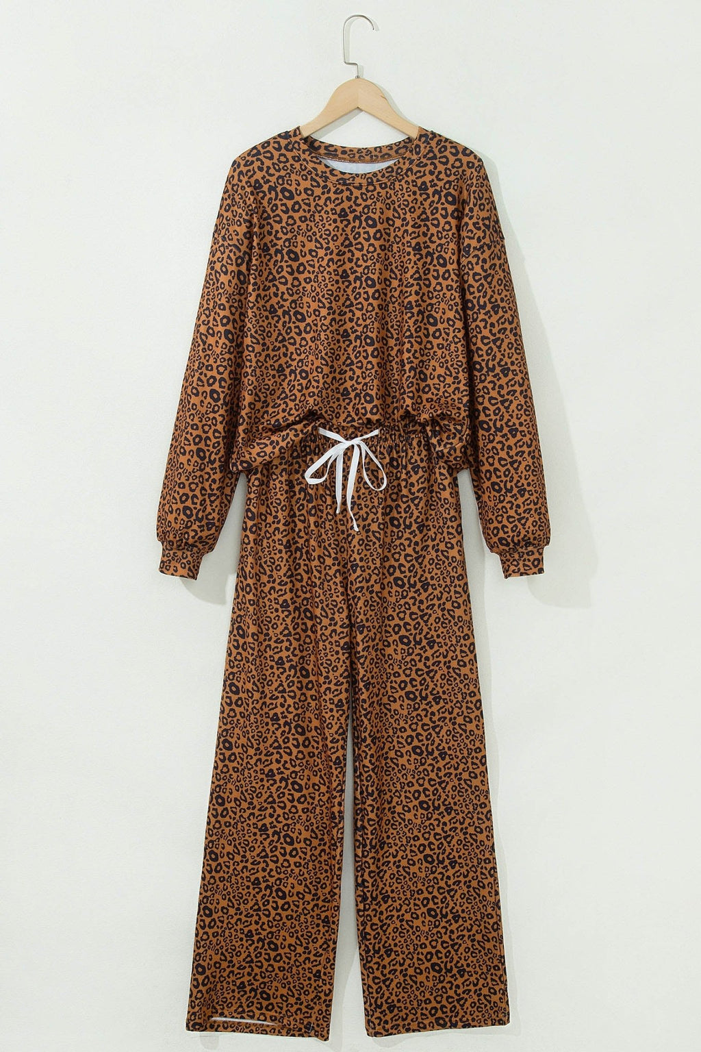 Leopard Long Sleeve Top & Drawstring Pants Set - Rooted & Reckless Co.