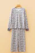 Leopard Long Sleeve V-Neck Top and Pant Set - Rooted & Reckless Co.