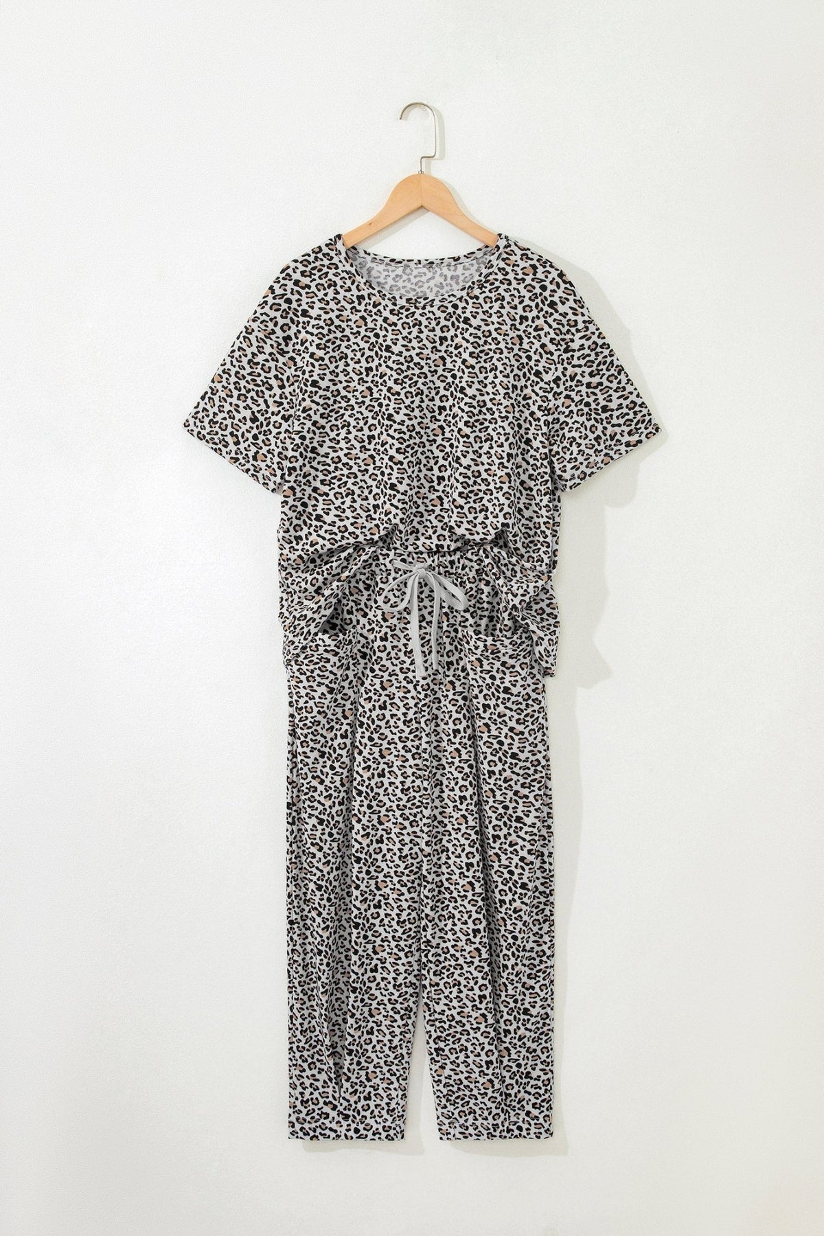 Leopard Loose Tee & Drawstring Waist Pants Set - Rooted & Reckless Co.