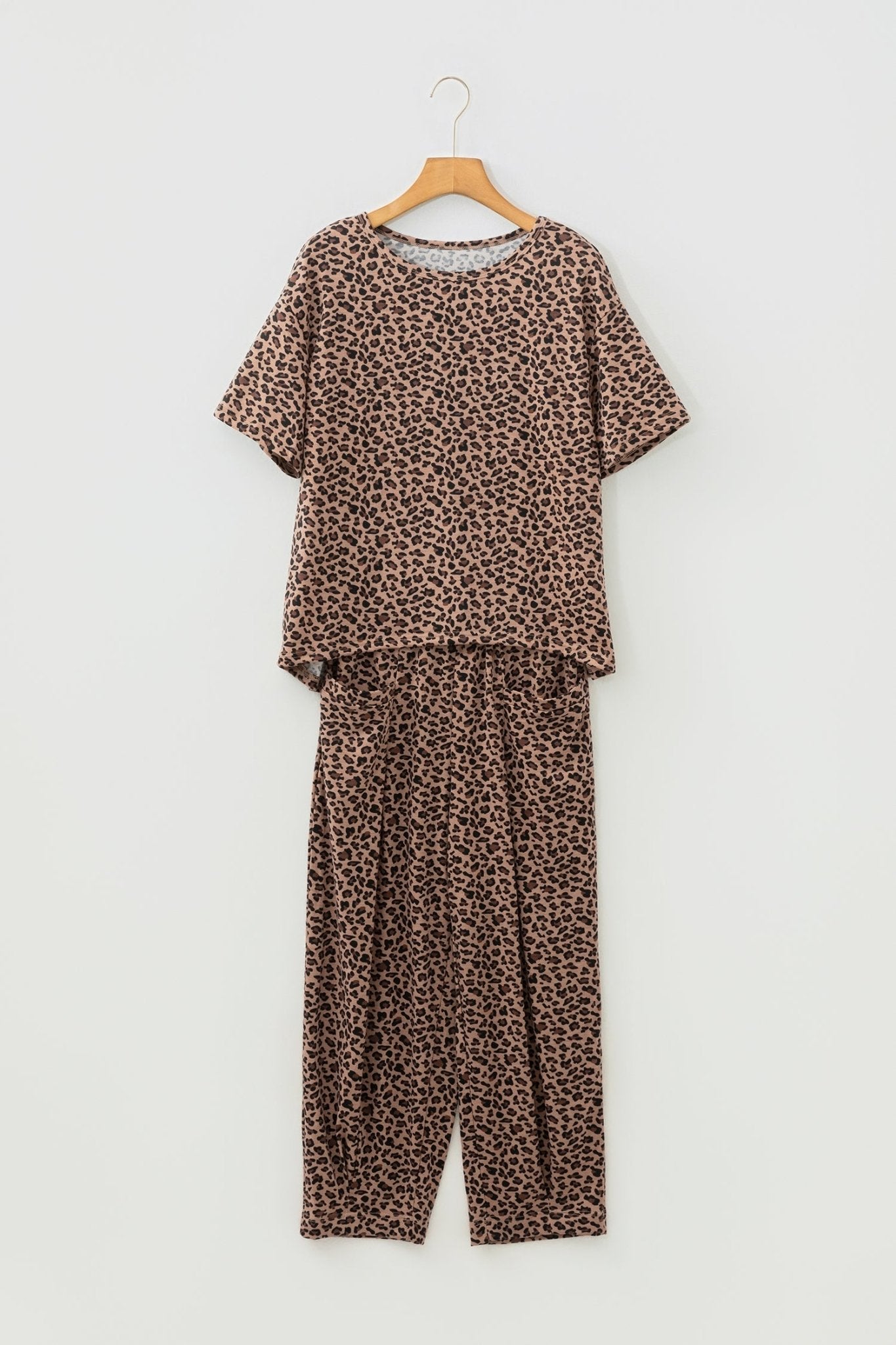 Leopard Loose Tee & Drawstring Waist Pants Set - Rooted & Reckless Co.