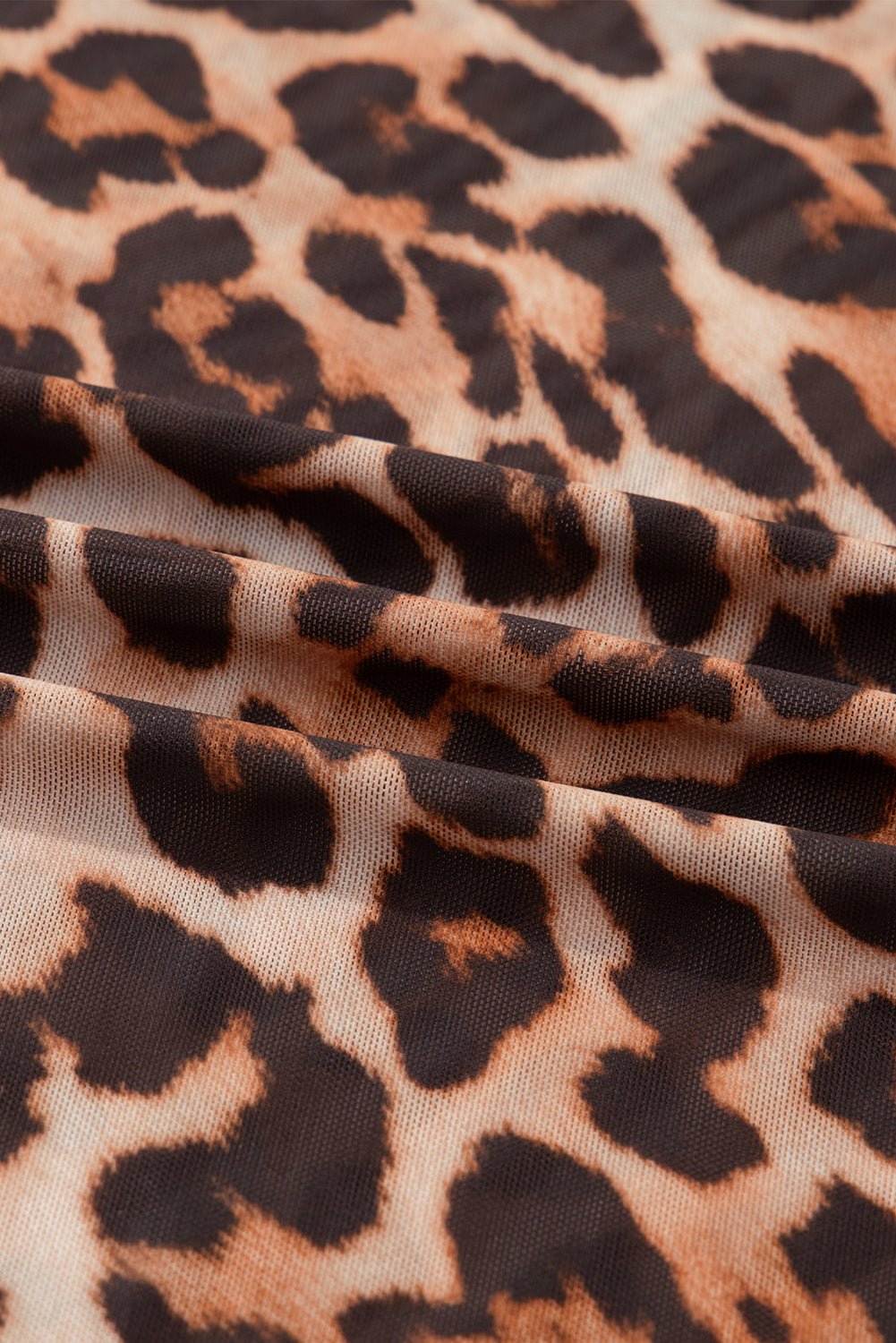 Leopard Mesh Mock Neck Long Sleeve Top - Rooted & Reckless Co.