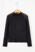 Leopard Mesh Patchwork Long Sleeve Top - Rooted & Reckless Co.