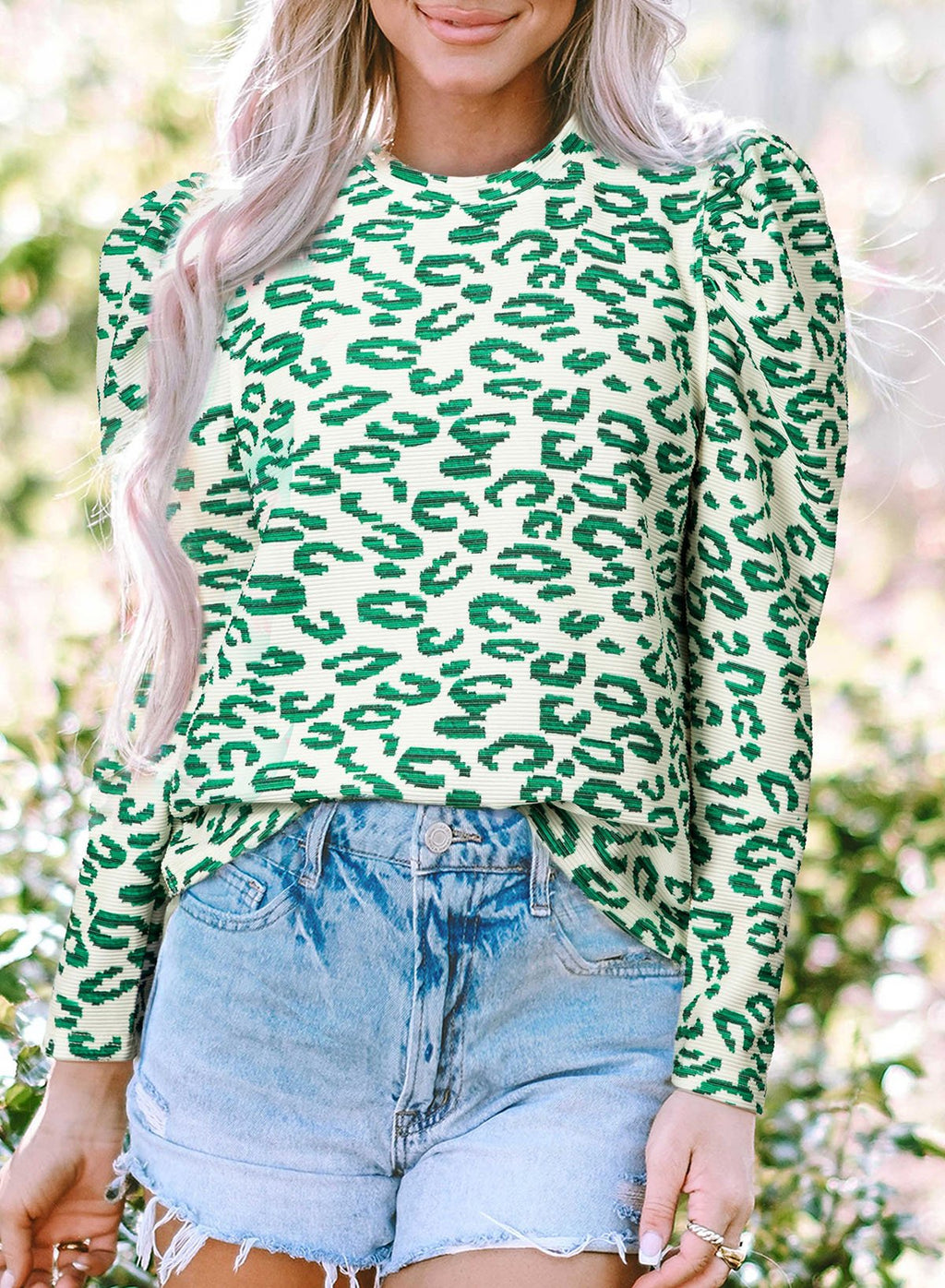 Leopard Mock Neck Puff Sleeve Top - Rooted & Reckless Co.