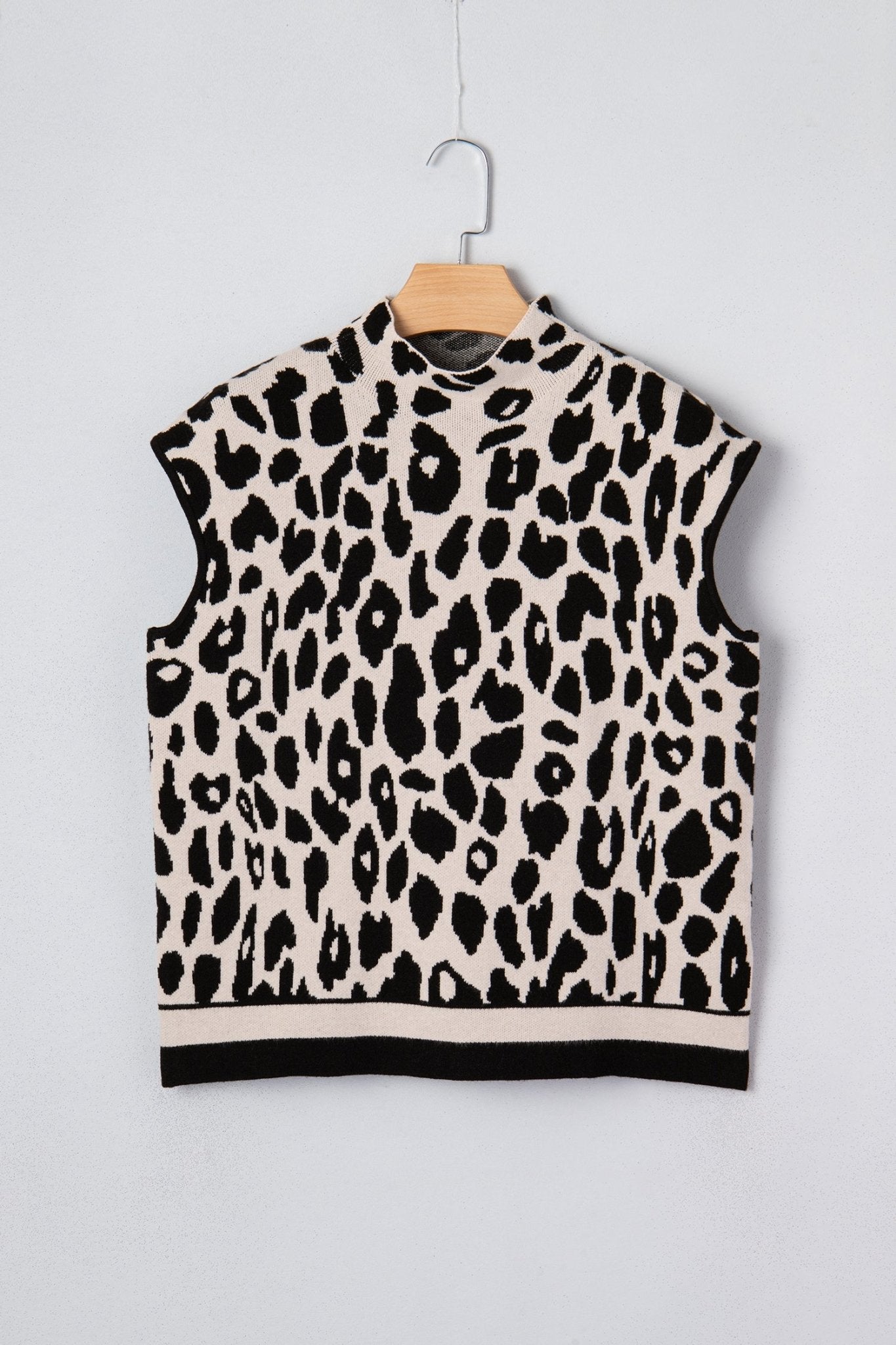 Leopard Mock Neck Short Sleeve Sweater - Rooted & Reckless Co.