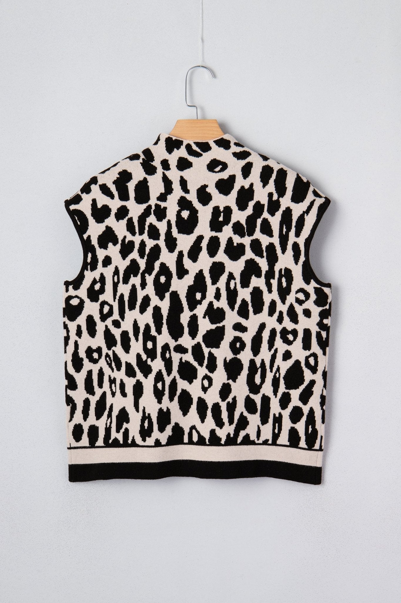 Leopard Mock Neck Short Sleeve Sweater - Rooted & Reckless Co.