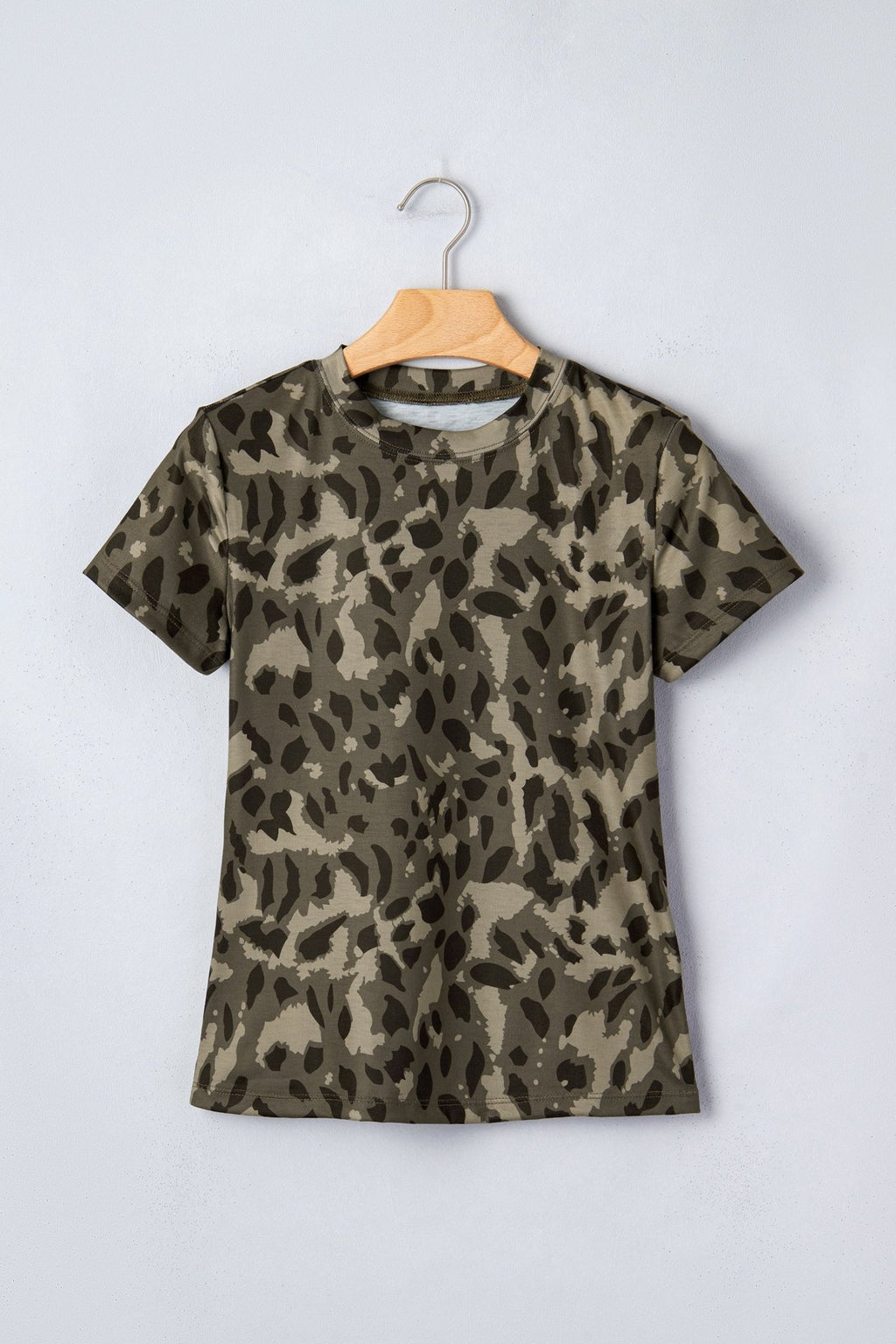 Leopard Mock Neck Short Sleeve Tee - Rooted & Reckless Co.