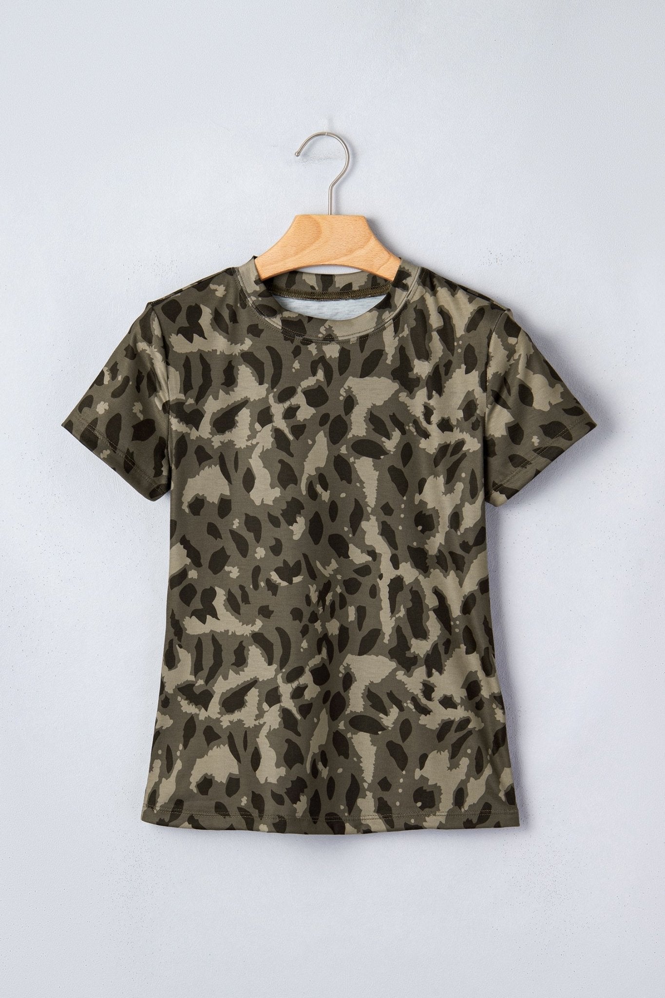 Leopard Mock Neck Short Sleeve Tee - Rooted & Reckless Co.