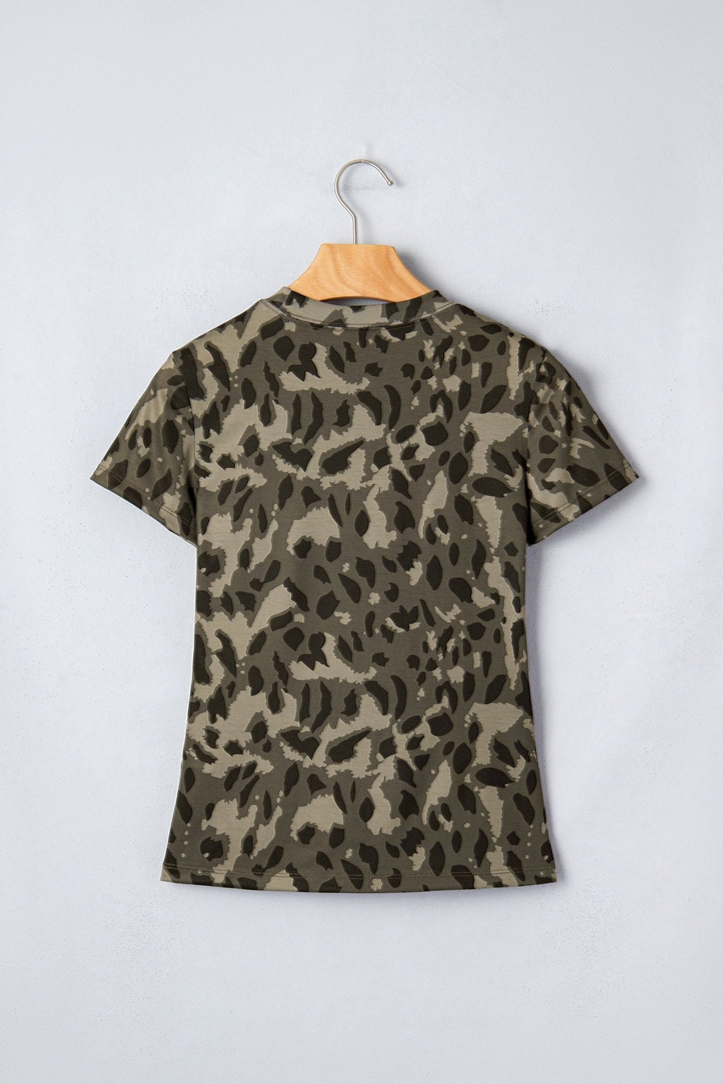 Leopard Mock Neck Short Sleeve Tee - Rooted & Reckless Co.