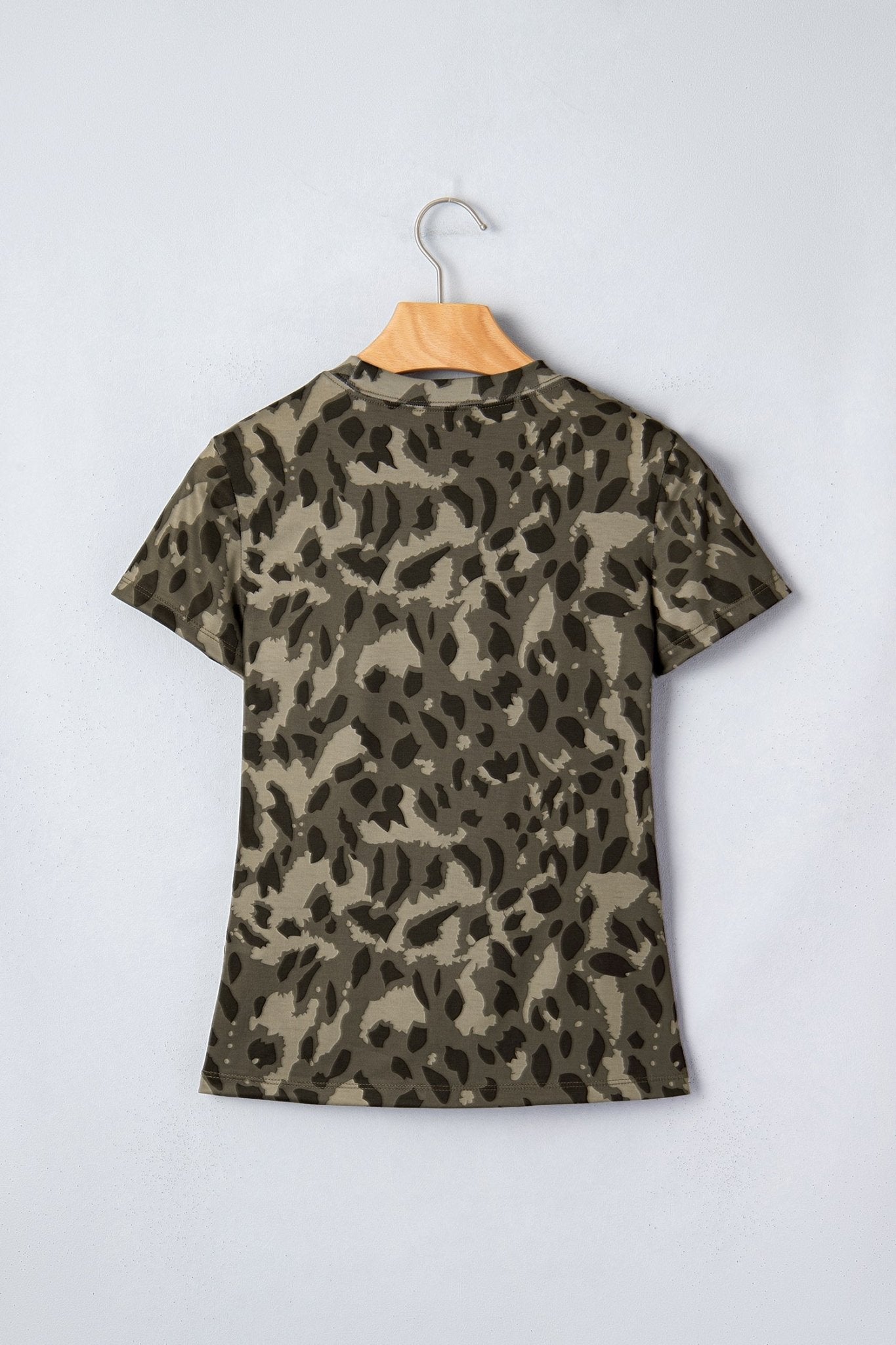 Leopard Mock Neck Short Sleeve Tee - Rooted & Reckless Co.