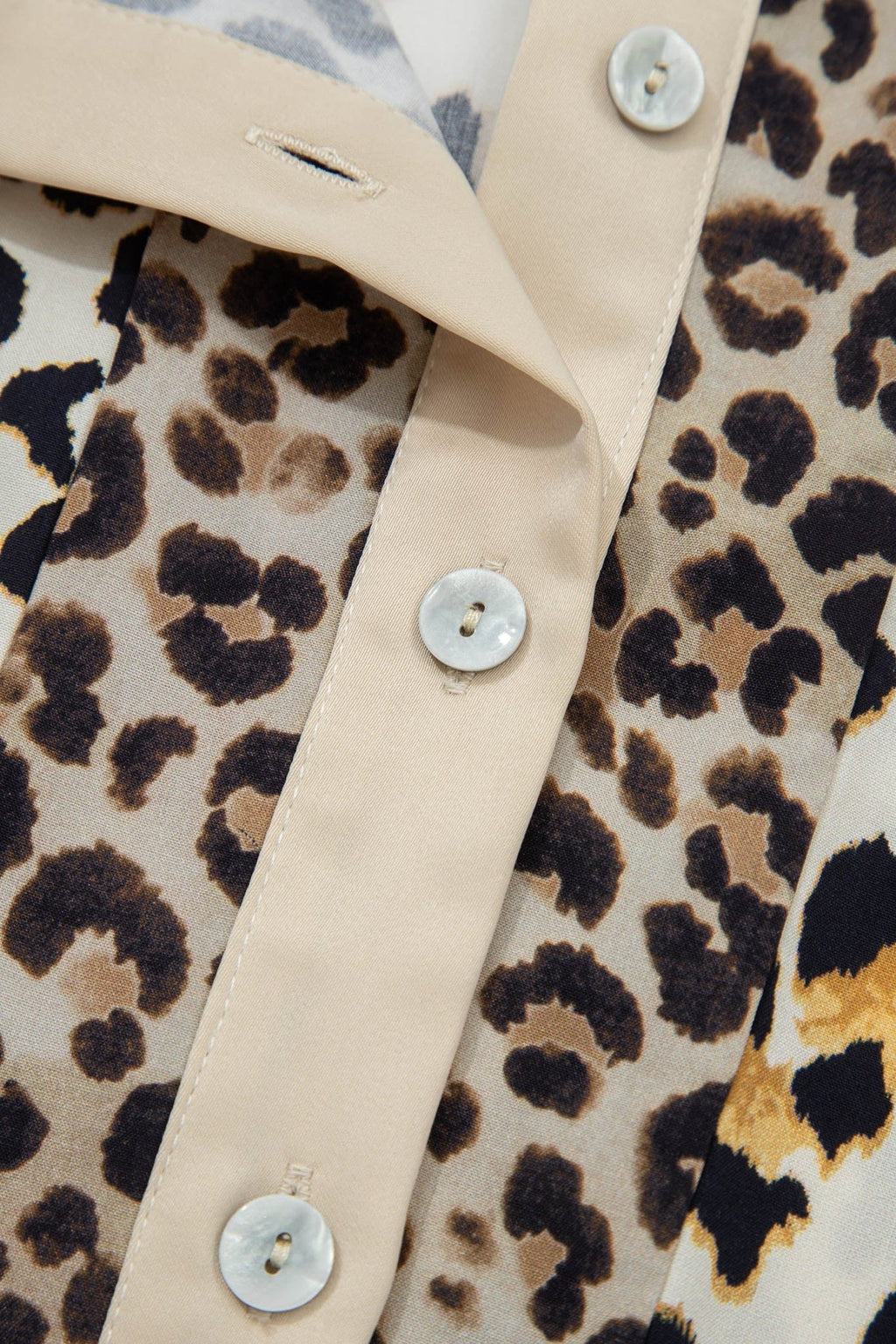 Leopard Patchwork 3/4 Sleeve Buttoned Shirt - Rooted & Reckless Co.