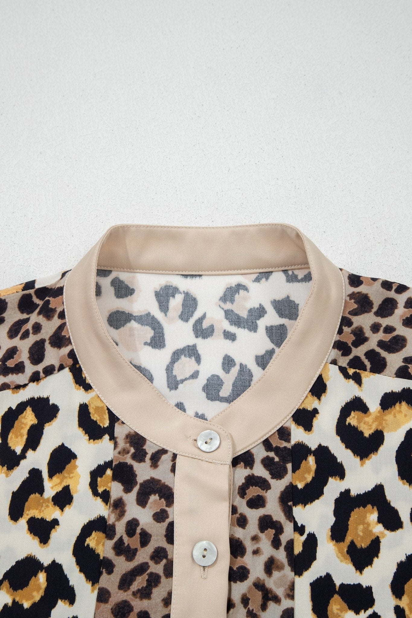 Leopard Patchwork 3/4 Sleeve Buttoned Shirt - Rooted & Reckless Co.