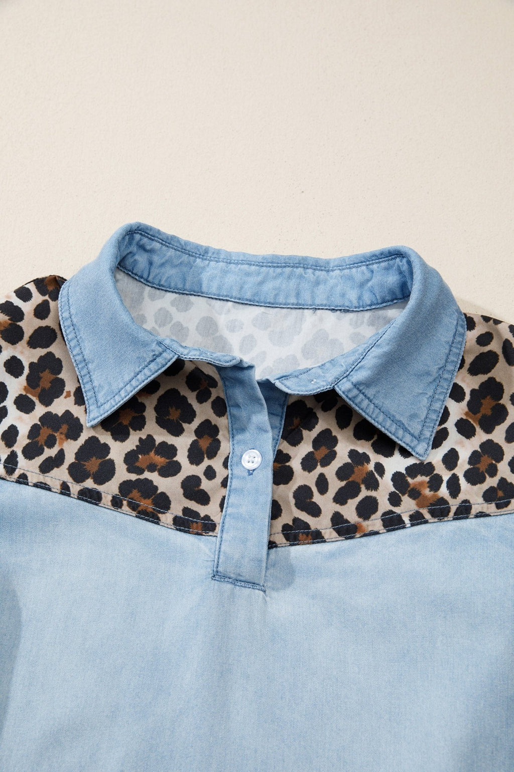 Leopard Patchwork Colorblock Shirt Collar Mini Dress - Rooted & Reckless Co.