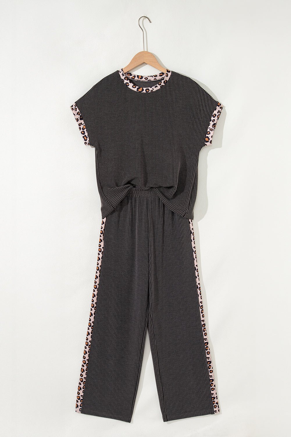 Leopard Patchwork Corded Knit Top & Crop Pants Set - Rooted & Reckless Co.