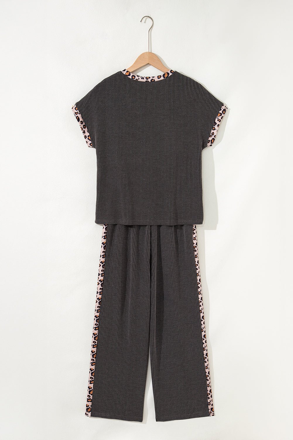 Leopard Patchwork Corded Knit Top & Crop Pants Set - Rooted & Reckless Co.