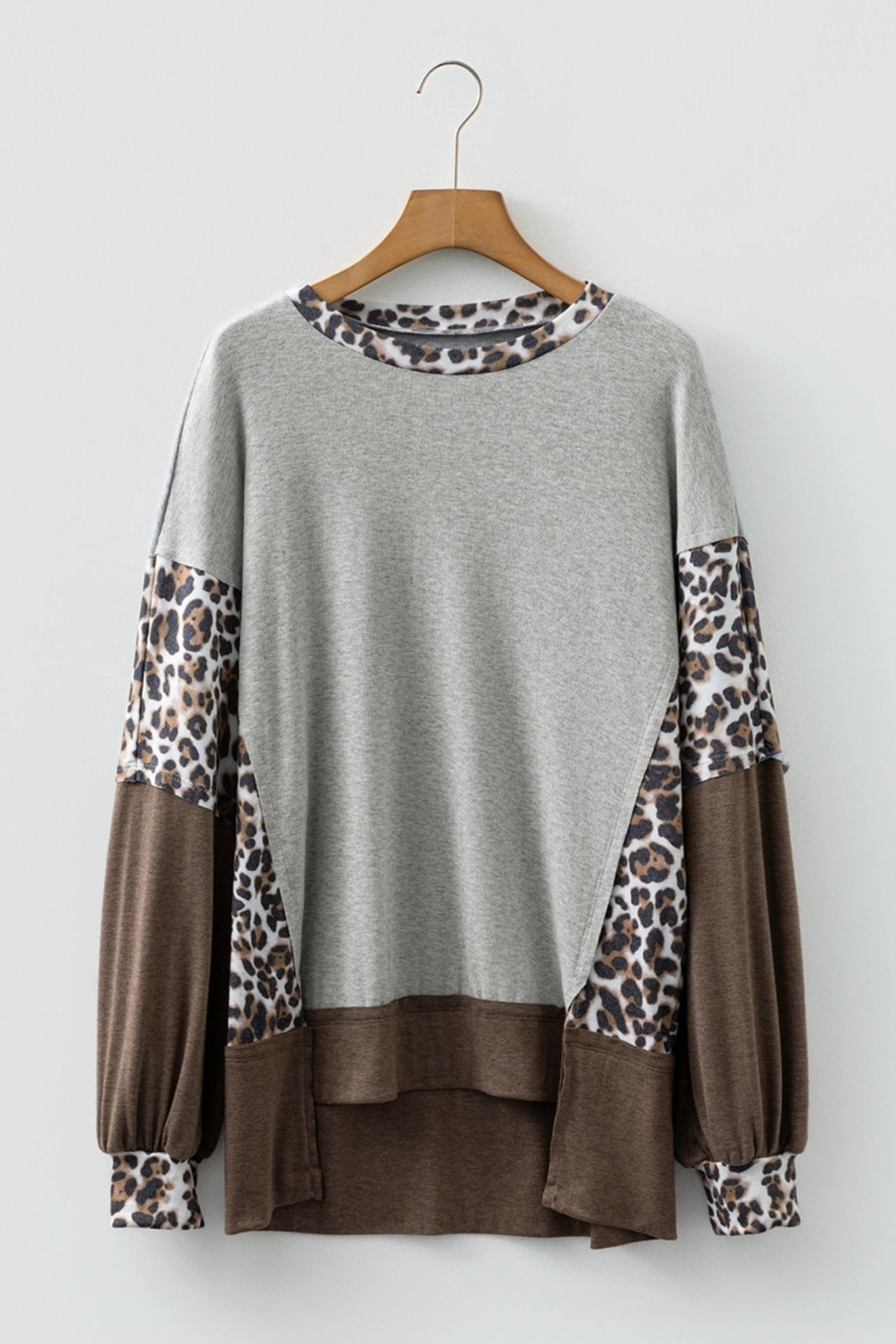 Leopard Patchwork Dolman Sleeve Sweatshirt - Rooted & Reckless Co.