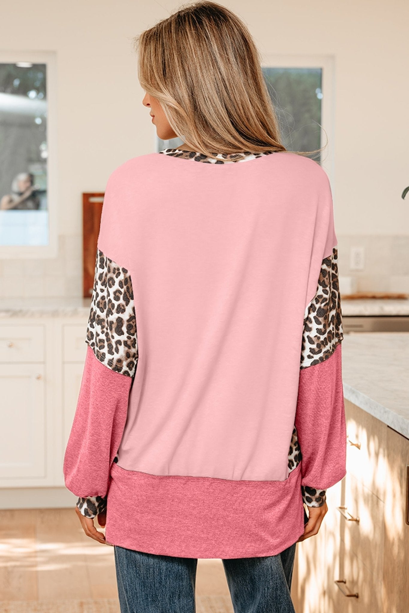 Leopard Patchwork Dolman Sleeve Sweatshirt - Rooted & Reckless Co.