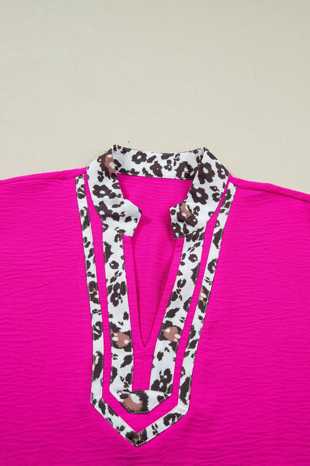 Leopard Patchwork Dolman Sleeve V-Neck Blouse - Rooted & Reckless Co.
