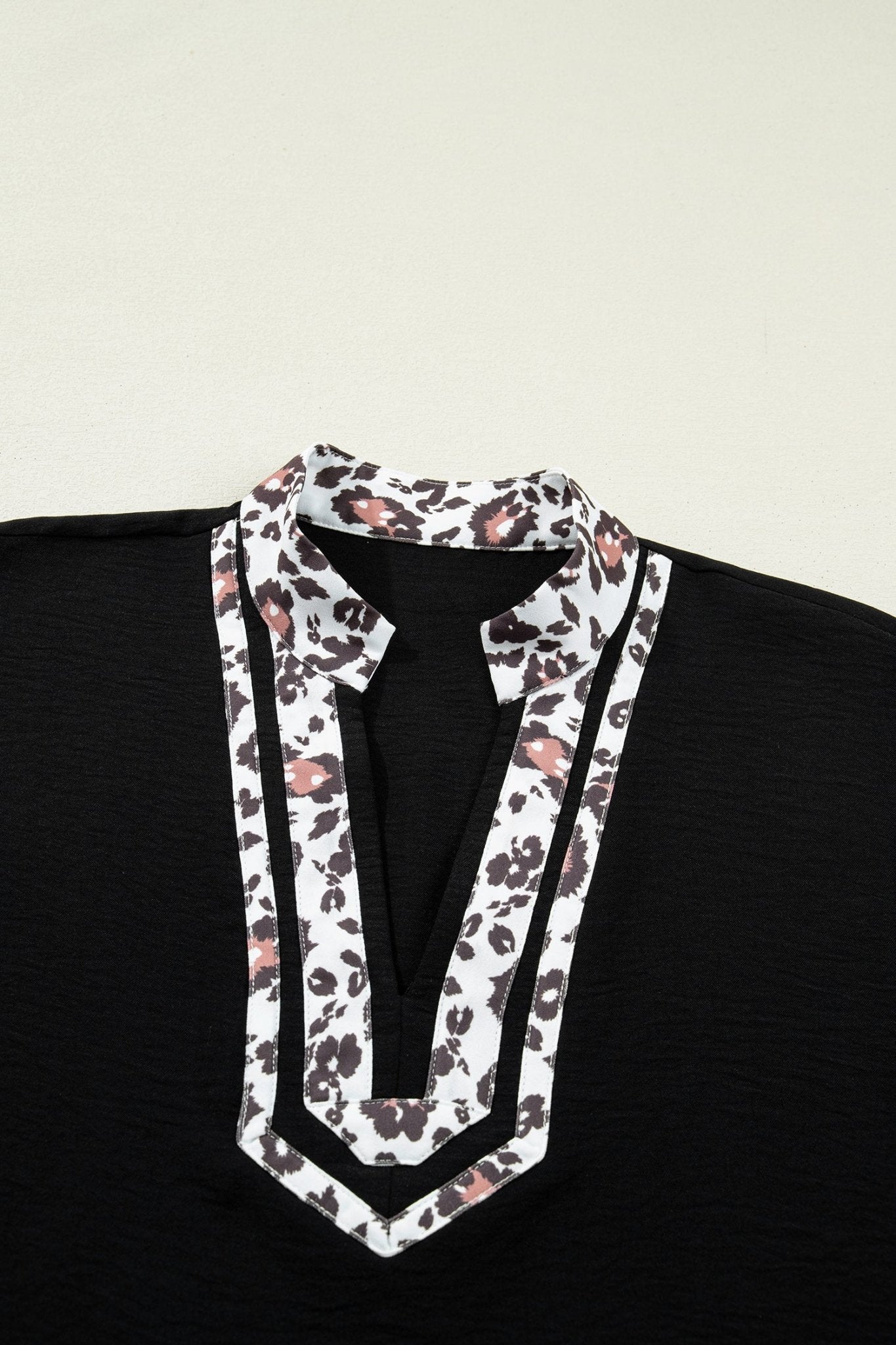 Leopard Patchwork Dolman Sleeve V-Neck Blouse - Rooted & Reckless Co.